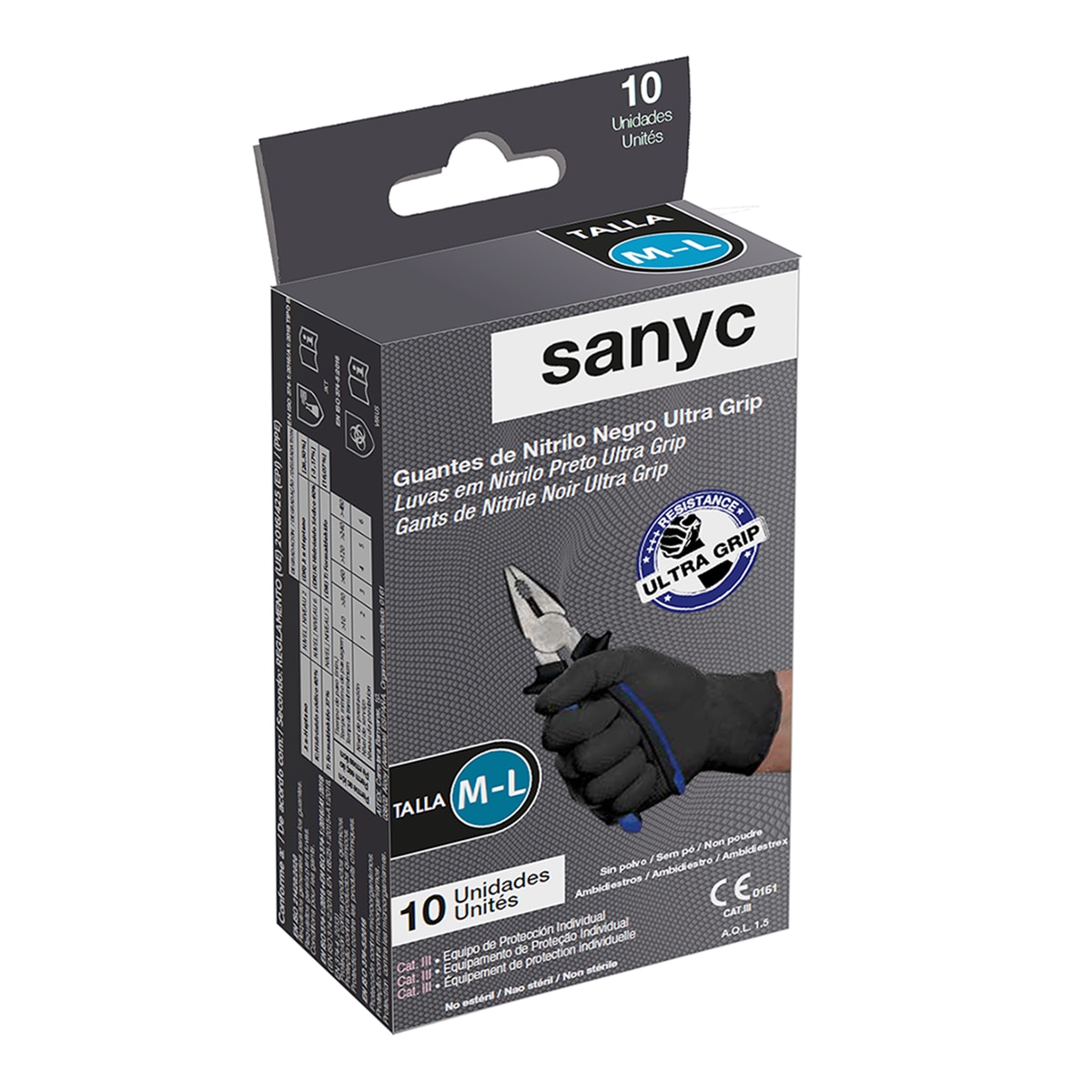 Sanyc – Guantes de nitrilo negro ultragrip.