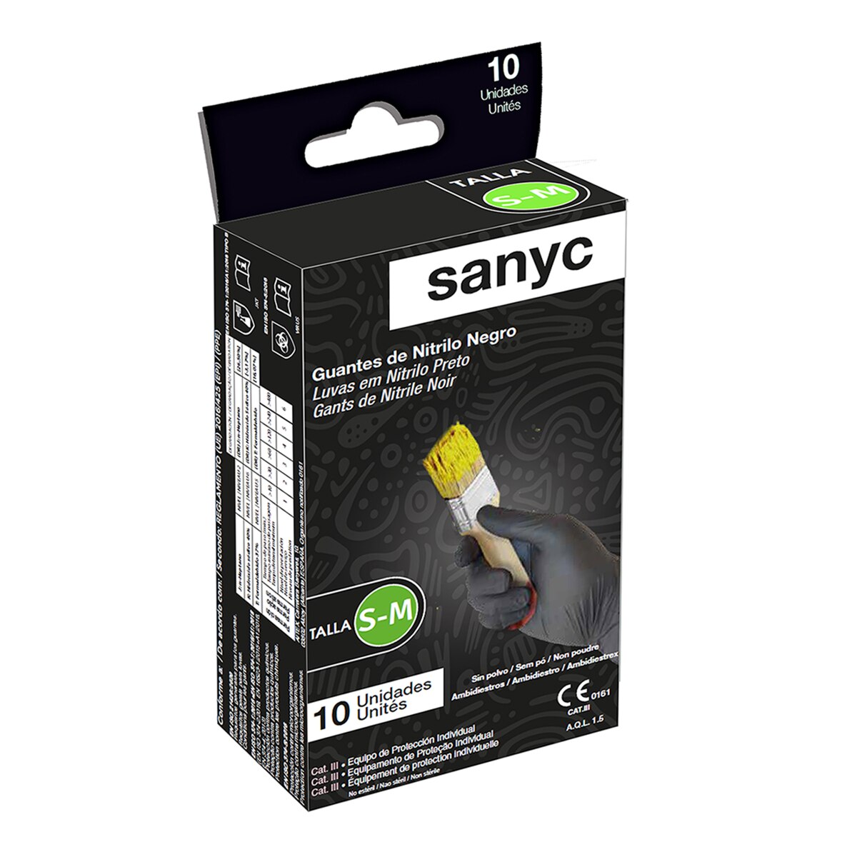 Sanyc – Guantes de nitrilo negro.