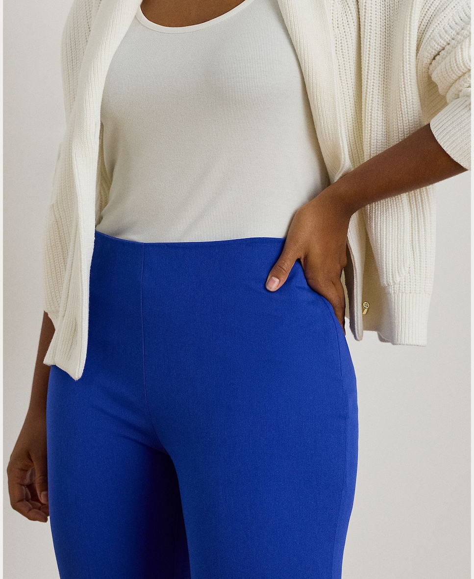 Calças Skinny de Algodão Azul-índigo-4