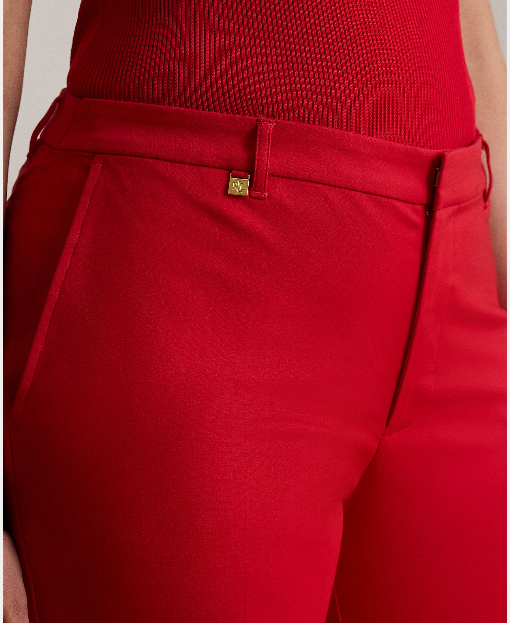 Calças Skinny Tamanhos Grandes de Algodão Vermelho-5