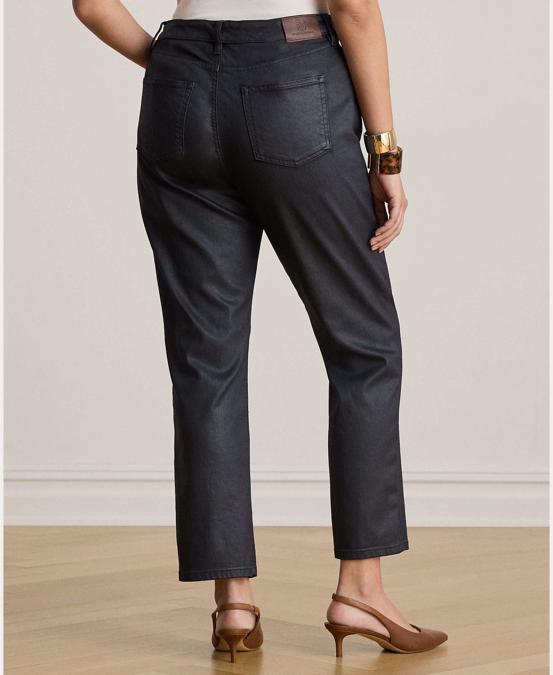 Jeans Straight Tamanhos Grandes de Cintura Subida Azul-3