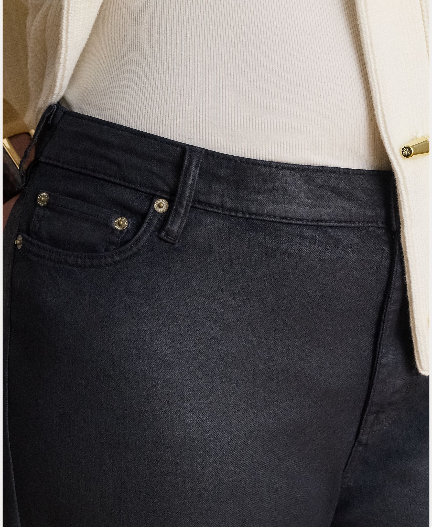 Jeans Straight Tamanhos Grandes de Cintura Subida Azul-4