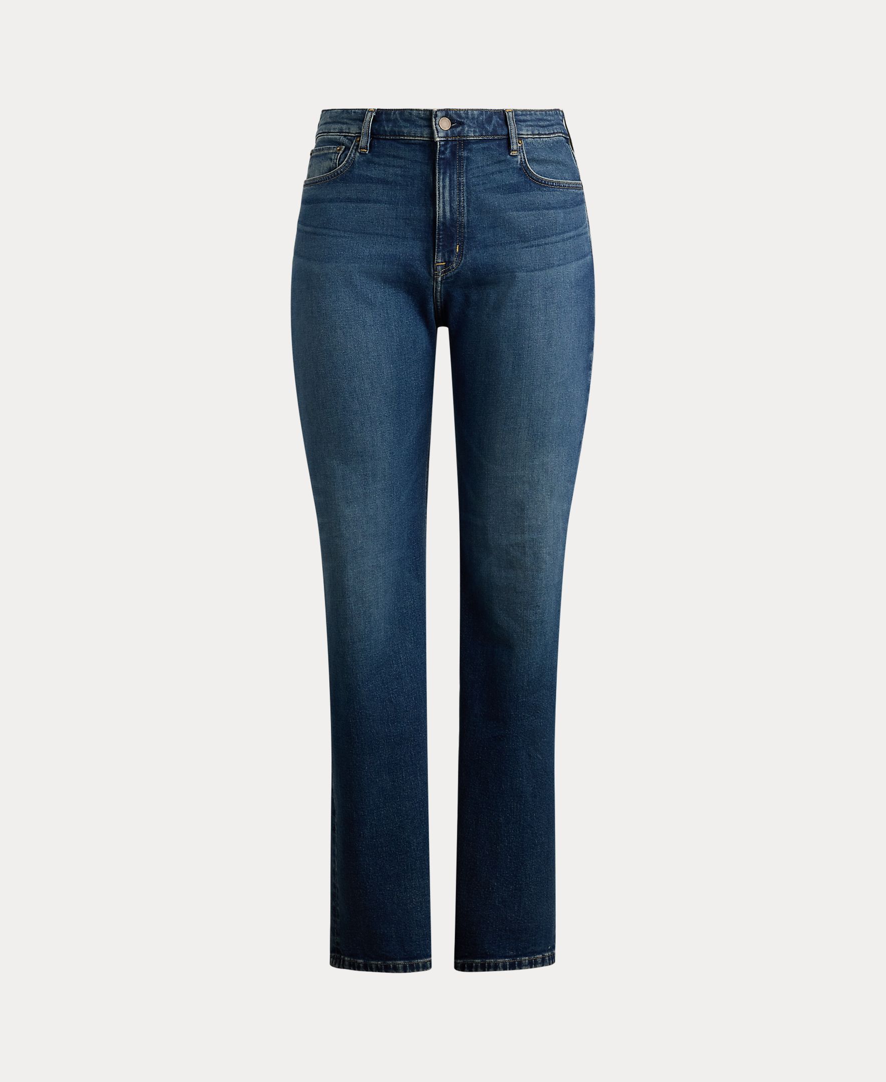 Jeans Largas de Algodão Elástico Azul-6