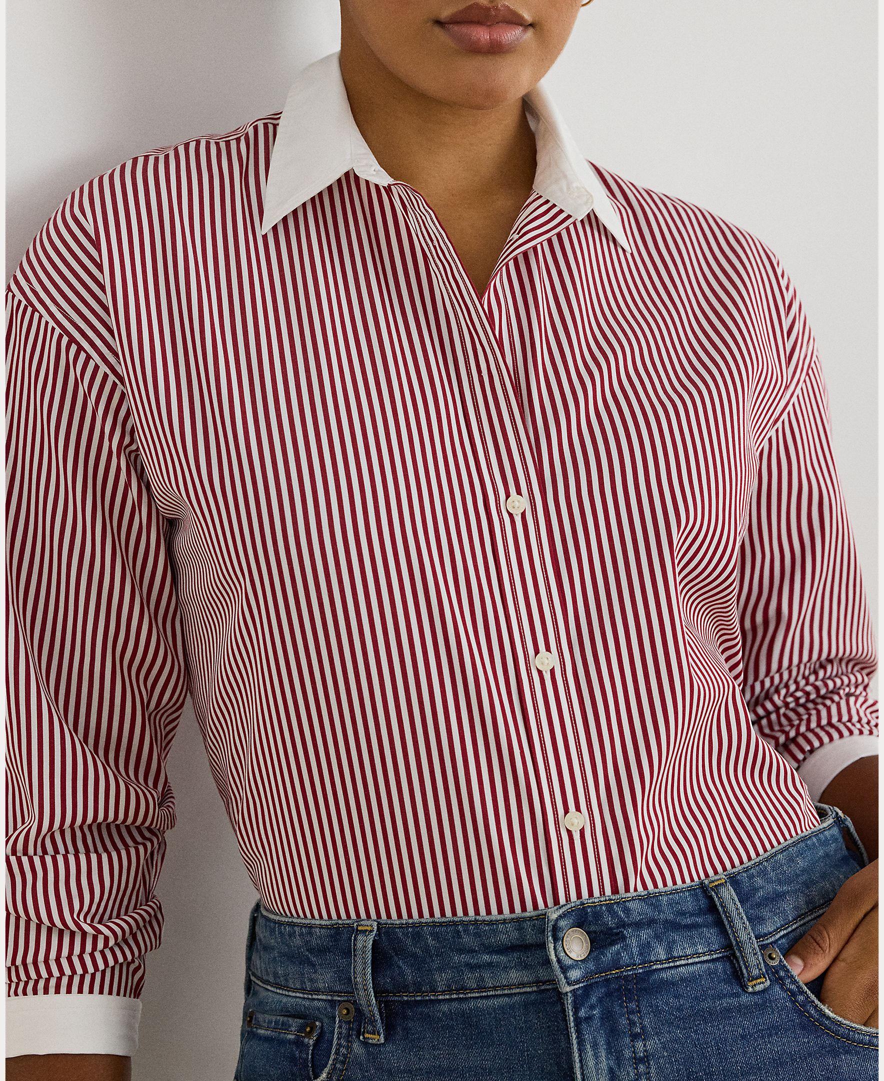 Camisa Tamanhos Grandes de Algodão Grená-3
