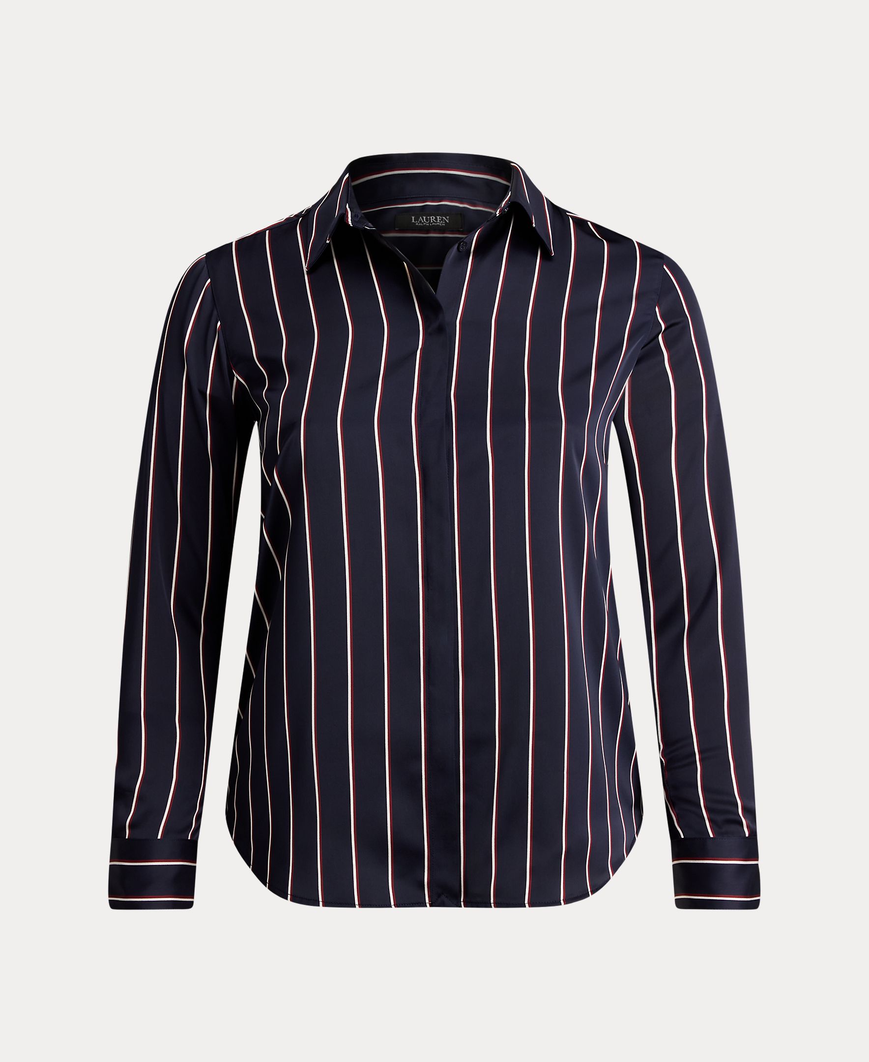 Camisa Tamanhos Grandes de Cetim Azul-marinho-4