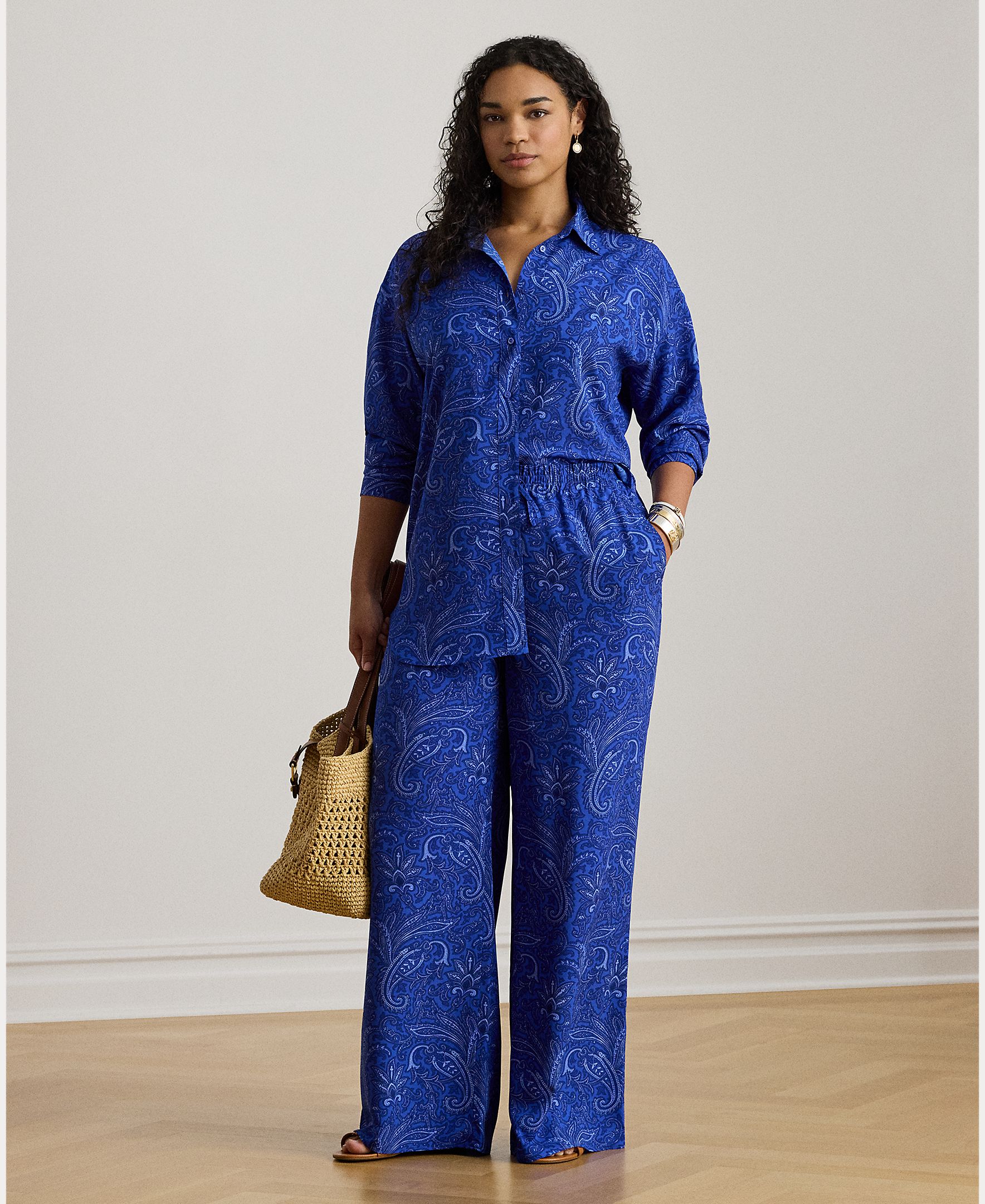 Camisa Tamanhos Grandes Estampada Azul-índigo-5