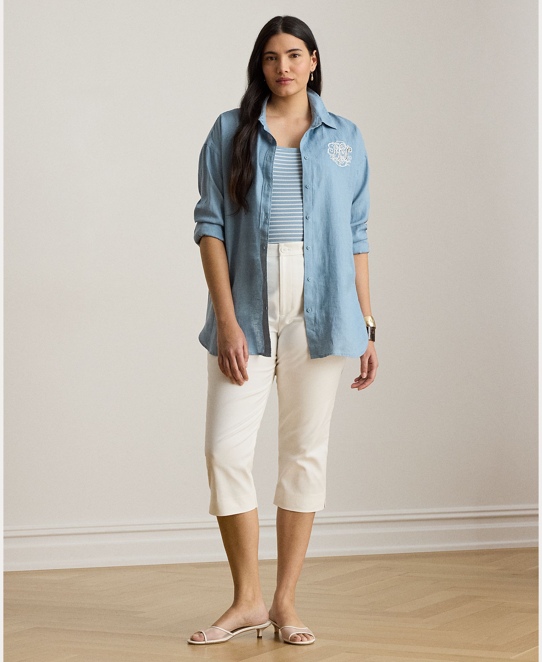 Camisa de linho Relaxed Fit Azul-7