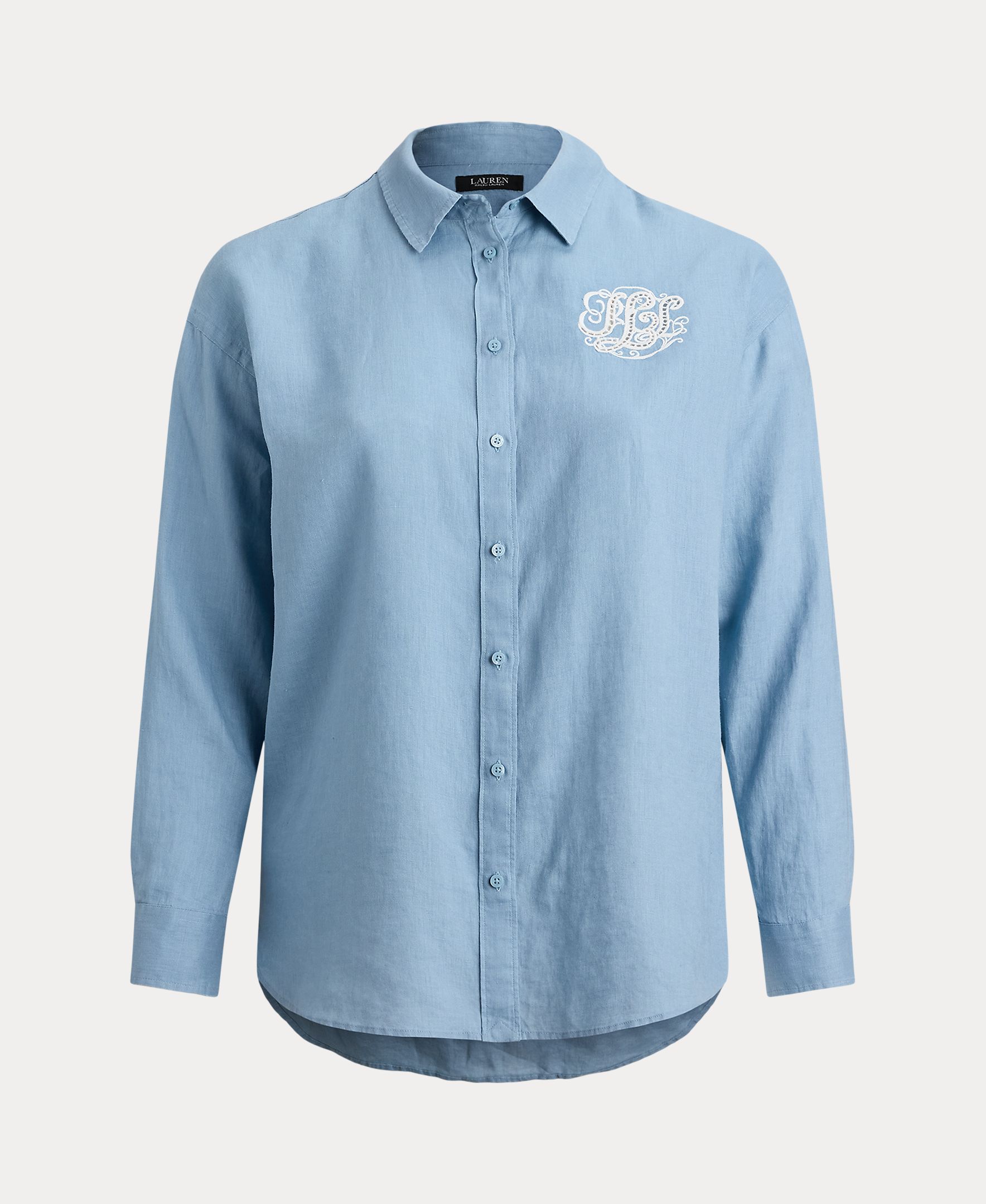 Camisa de linho Relaxed Fit Azul-6