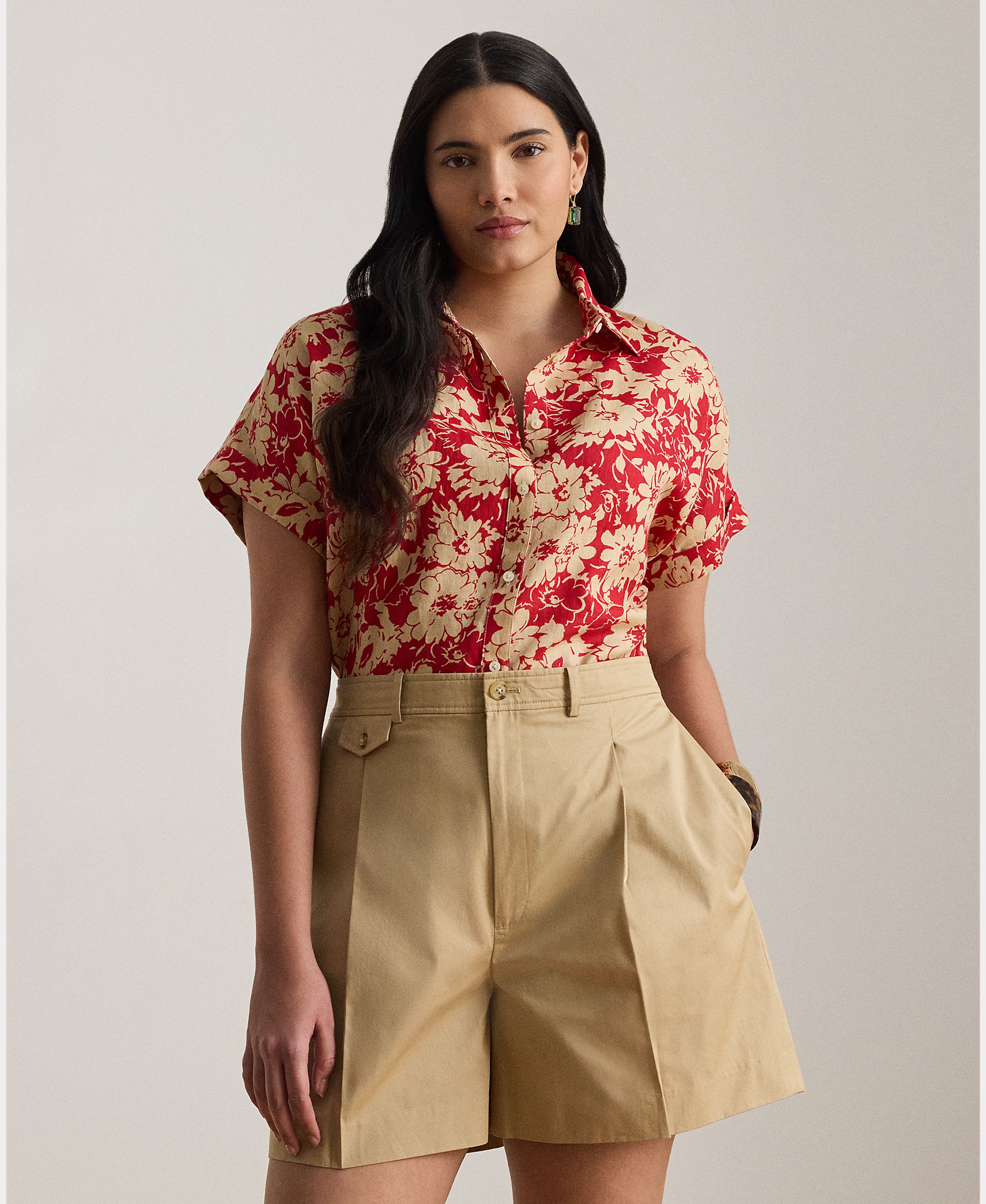Lauren Ralph Lauren Woman - Camisa de mujer de lino estampada.