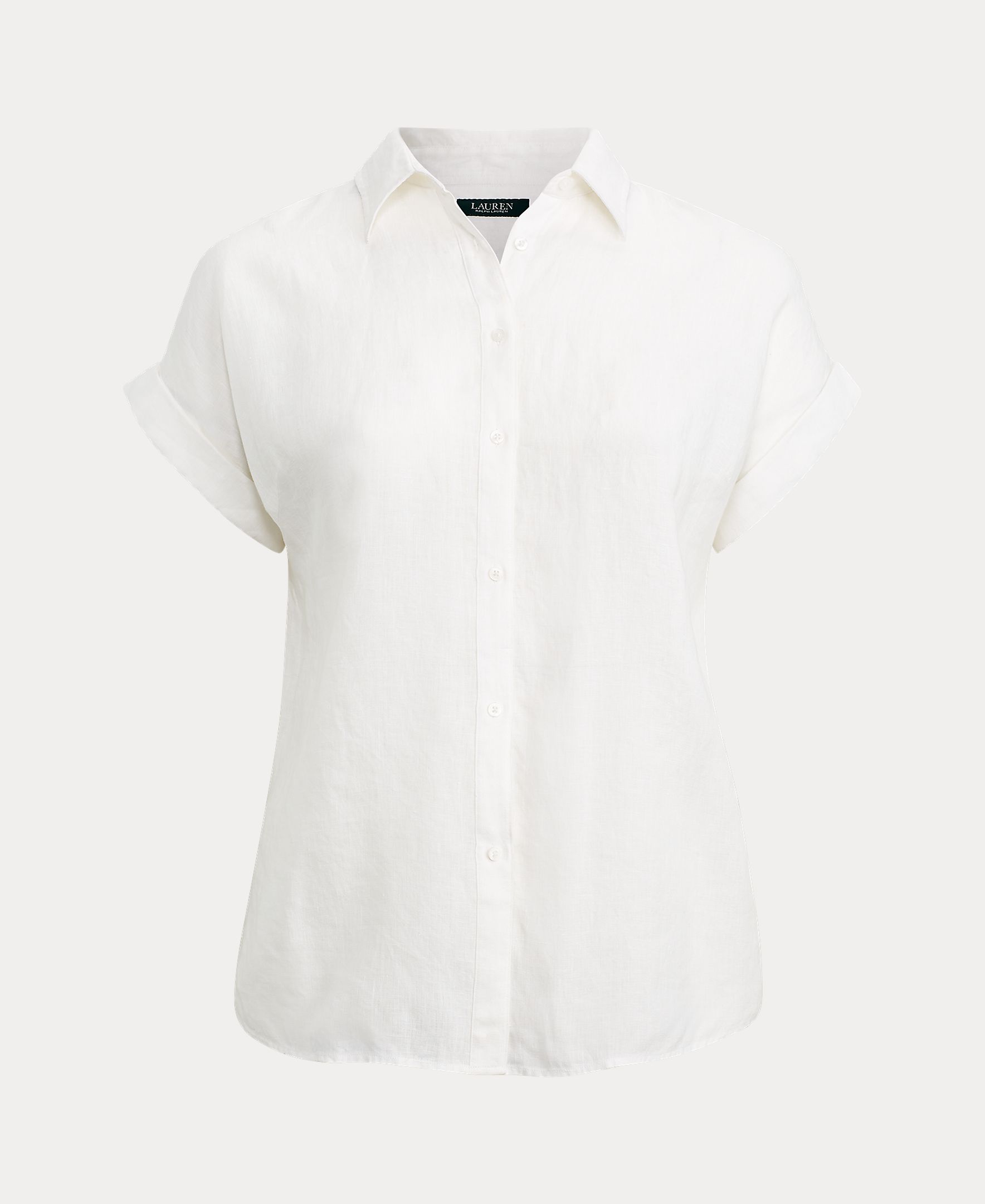 Blusa lisa com manga curta Branco-6