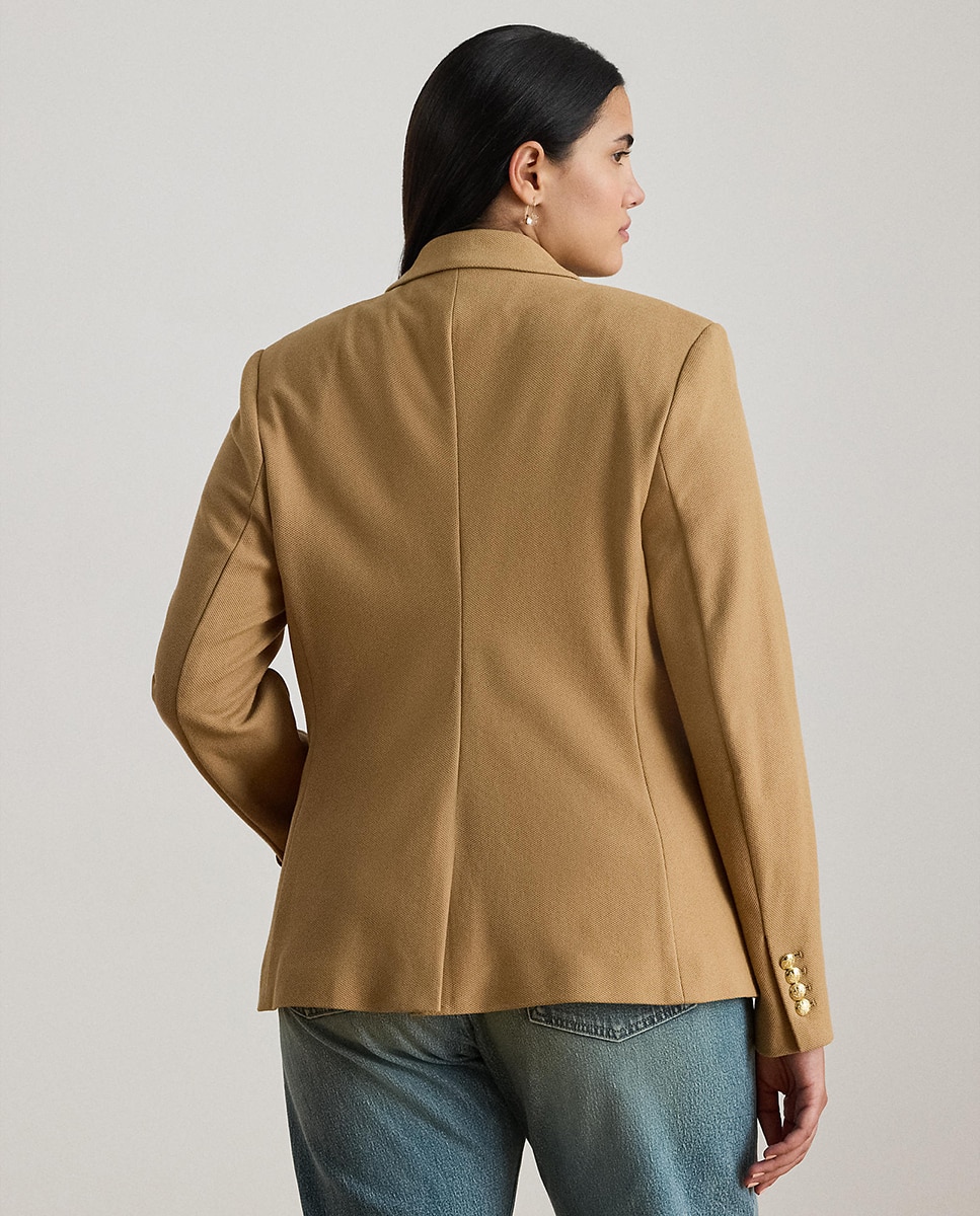 Blazer Tamanhos Grandes de Jacquard Bege-3