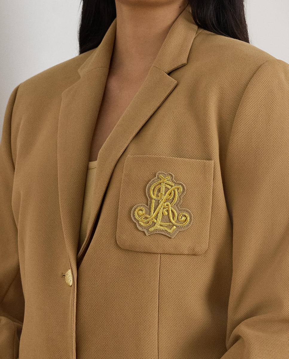 Blazer Tamanhos Grandes de Jacquard Bege-4