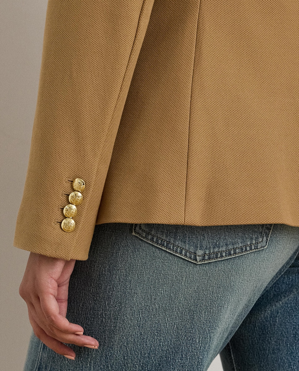 Blazer Tamanhos Grandes de Jacquard Bege-5