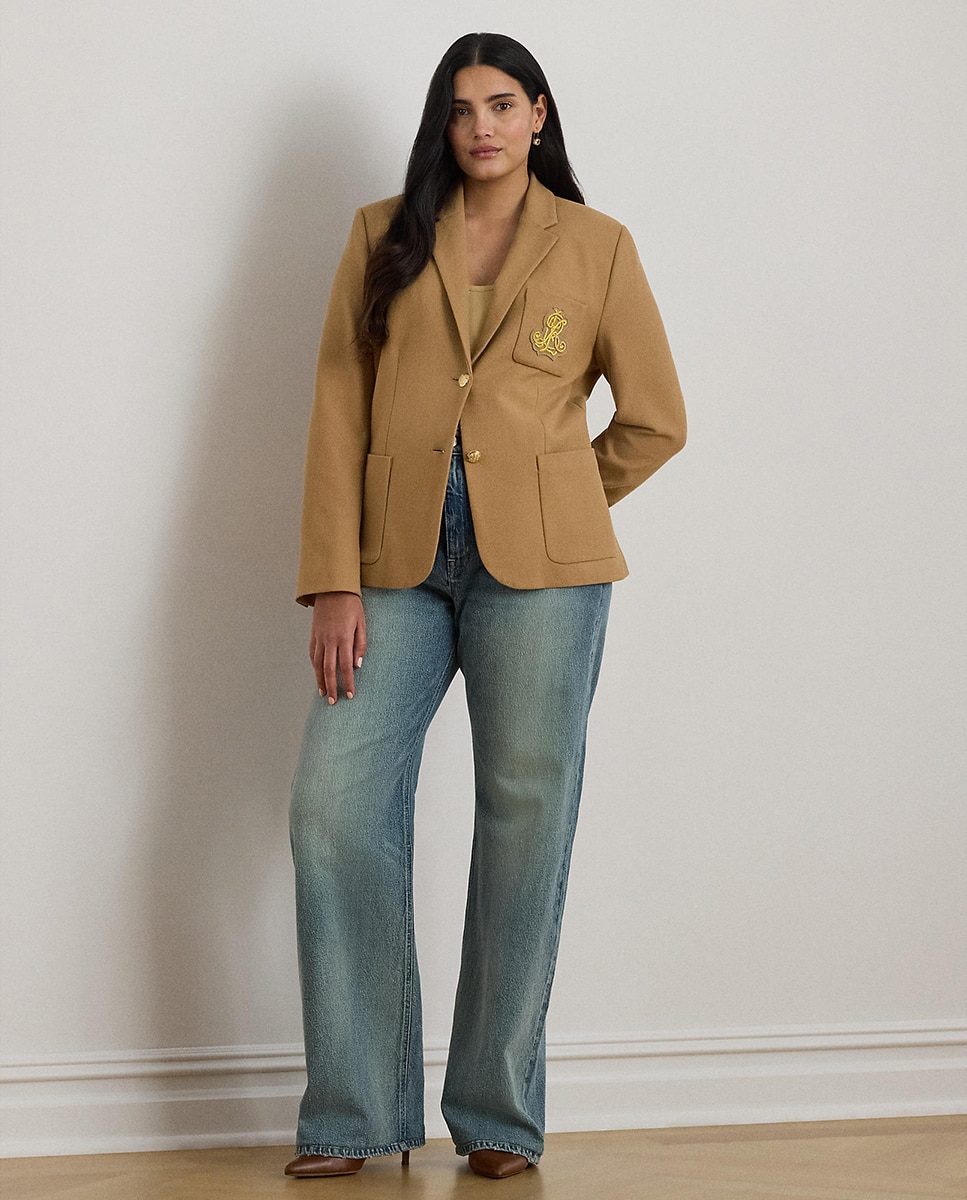Blazer Tamanhos Grandes de Jacquard Bege-7