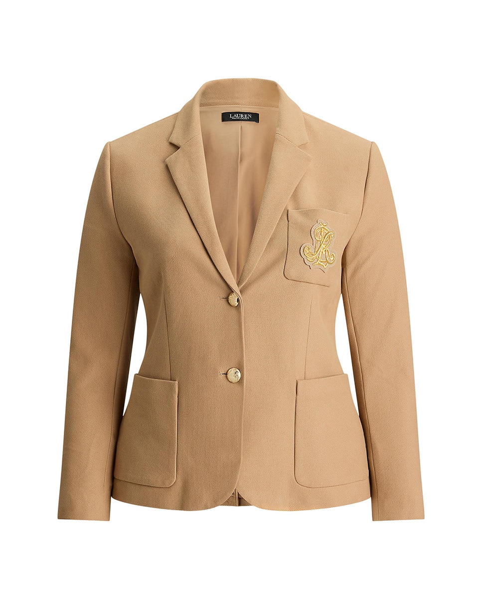 Blazer Tamanhos Grandes de Jacquard Bege-6