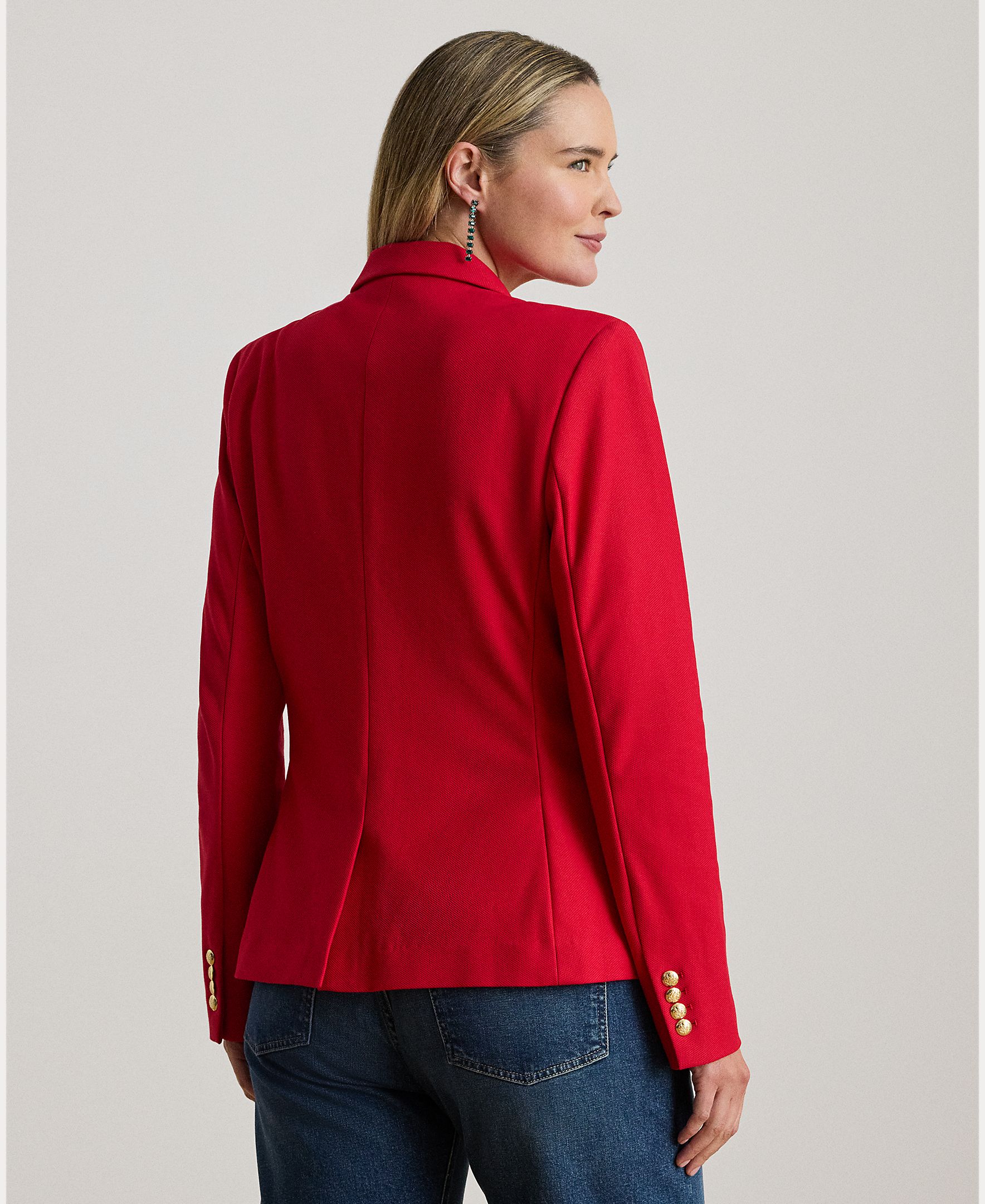 Blazer Tamanhos Grandes de Jacquard Vermelho-2