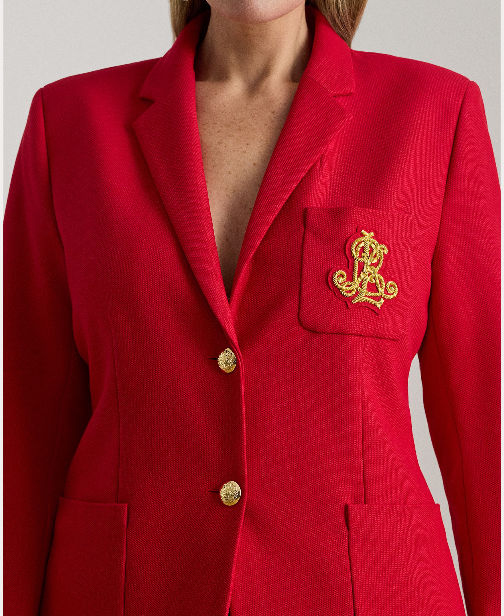 Blazer Tamanhos Grandes de Jacquard Vermelho-3