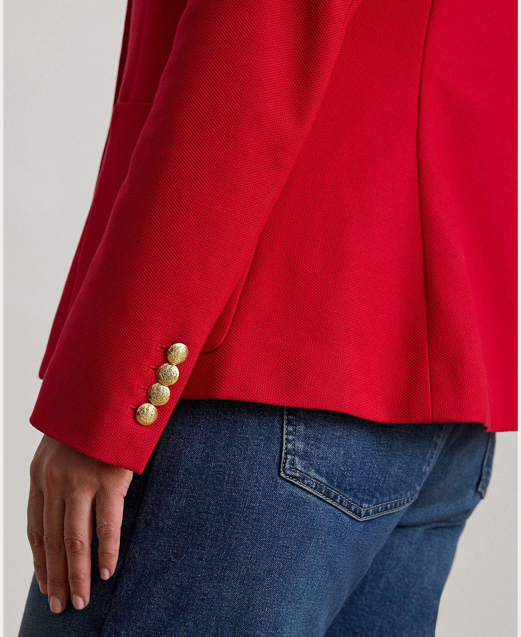 Blazer Tamanhos Grandes de Jacquard Vermelho-4