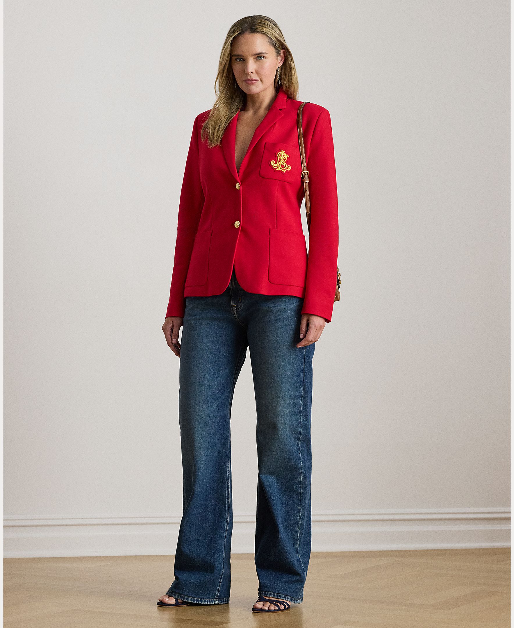Blazer Tamanhos Grandes de Jacquard Vermelho-6
