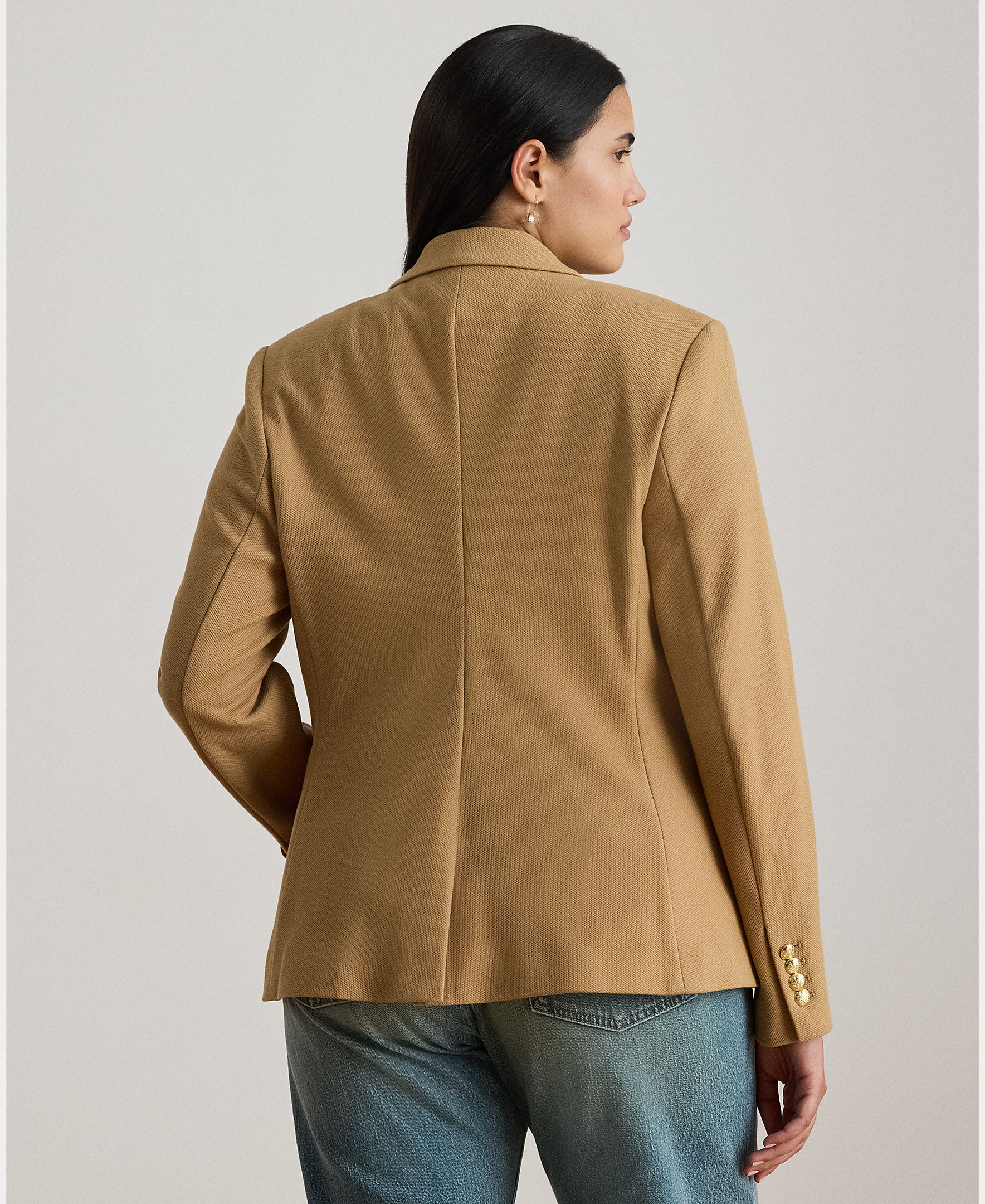 Blazer de Jacquard com Emblema Bege-3