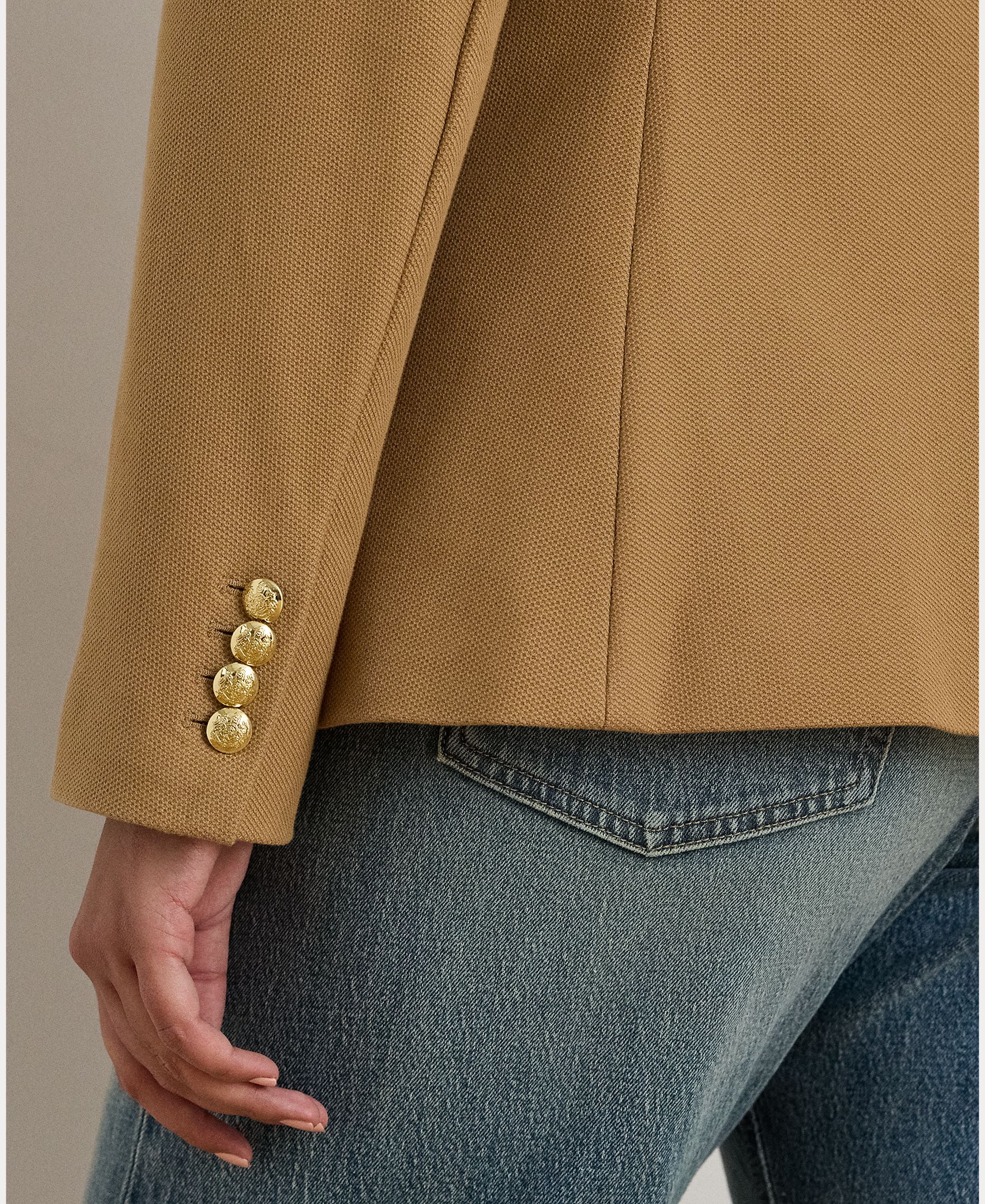 Blazer de Jacquard com Emblema Bege-5