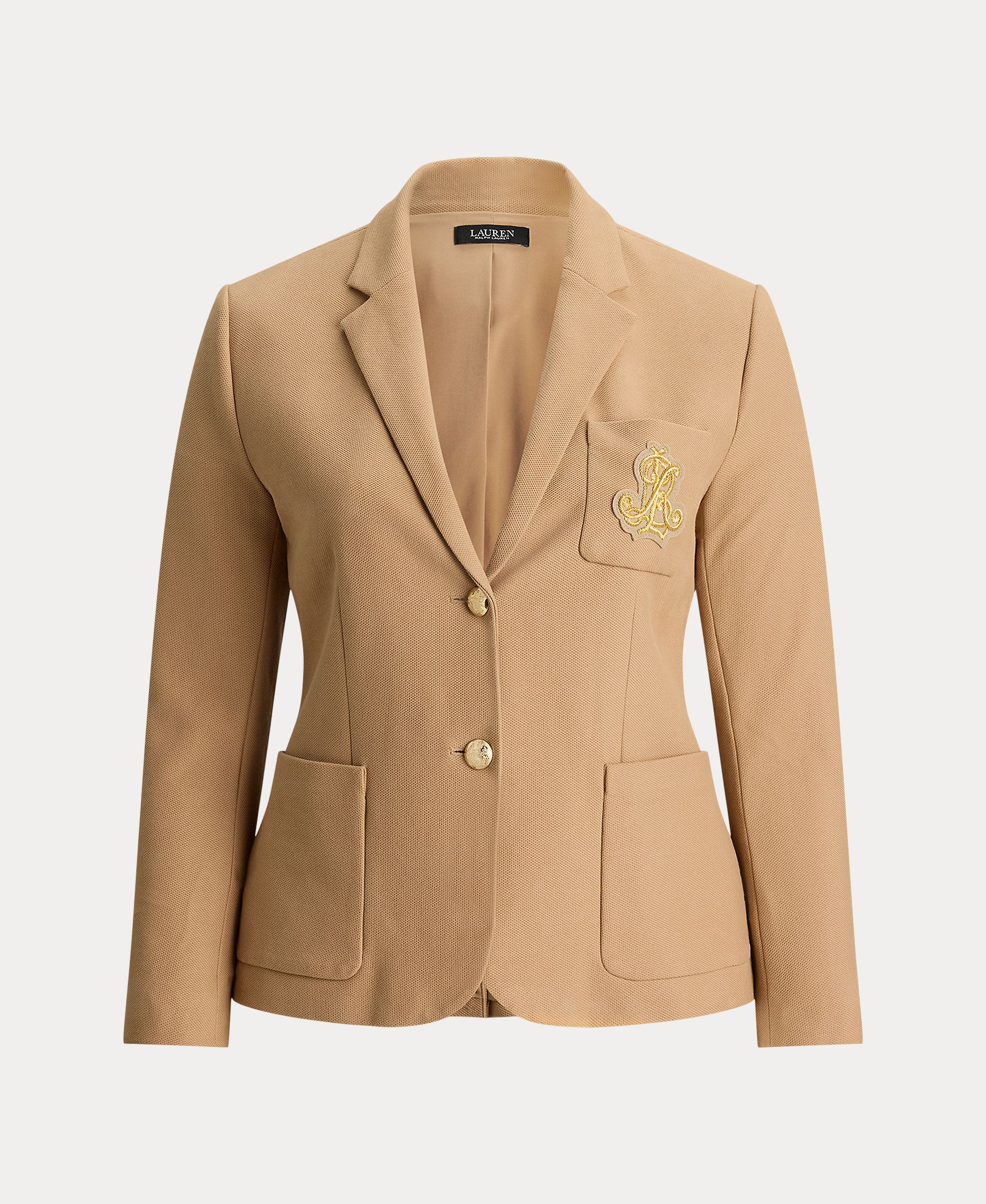 Blazer de Jacquard com Emblema Bege-6