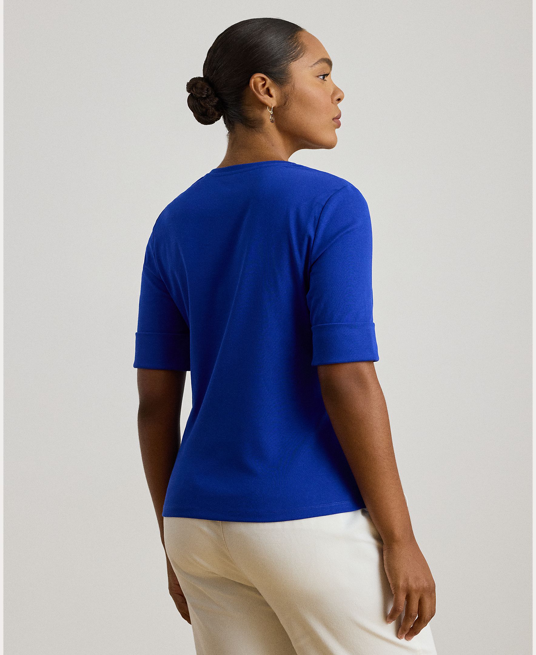T-shirt de Algodão Azul-índigo-3