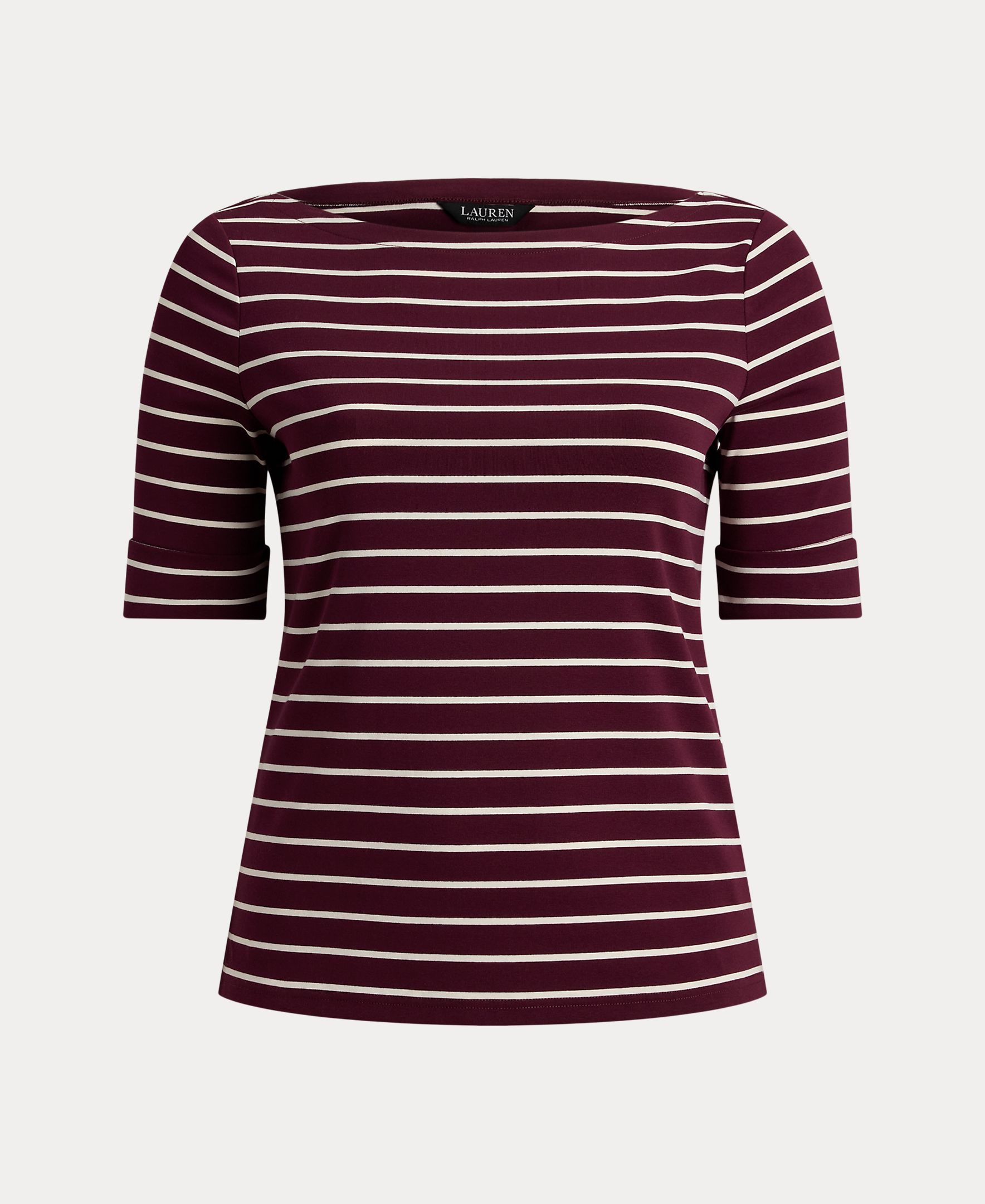 T-shirt Tamanhos Grandes de Algodão Elástico Bordeaux-4