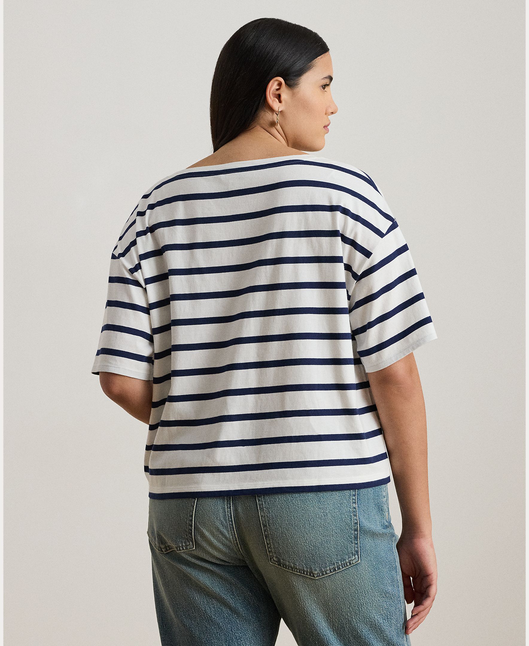 T-shirt Tamanhos Grandes de Algodão com Logótipo Azul-2