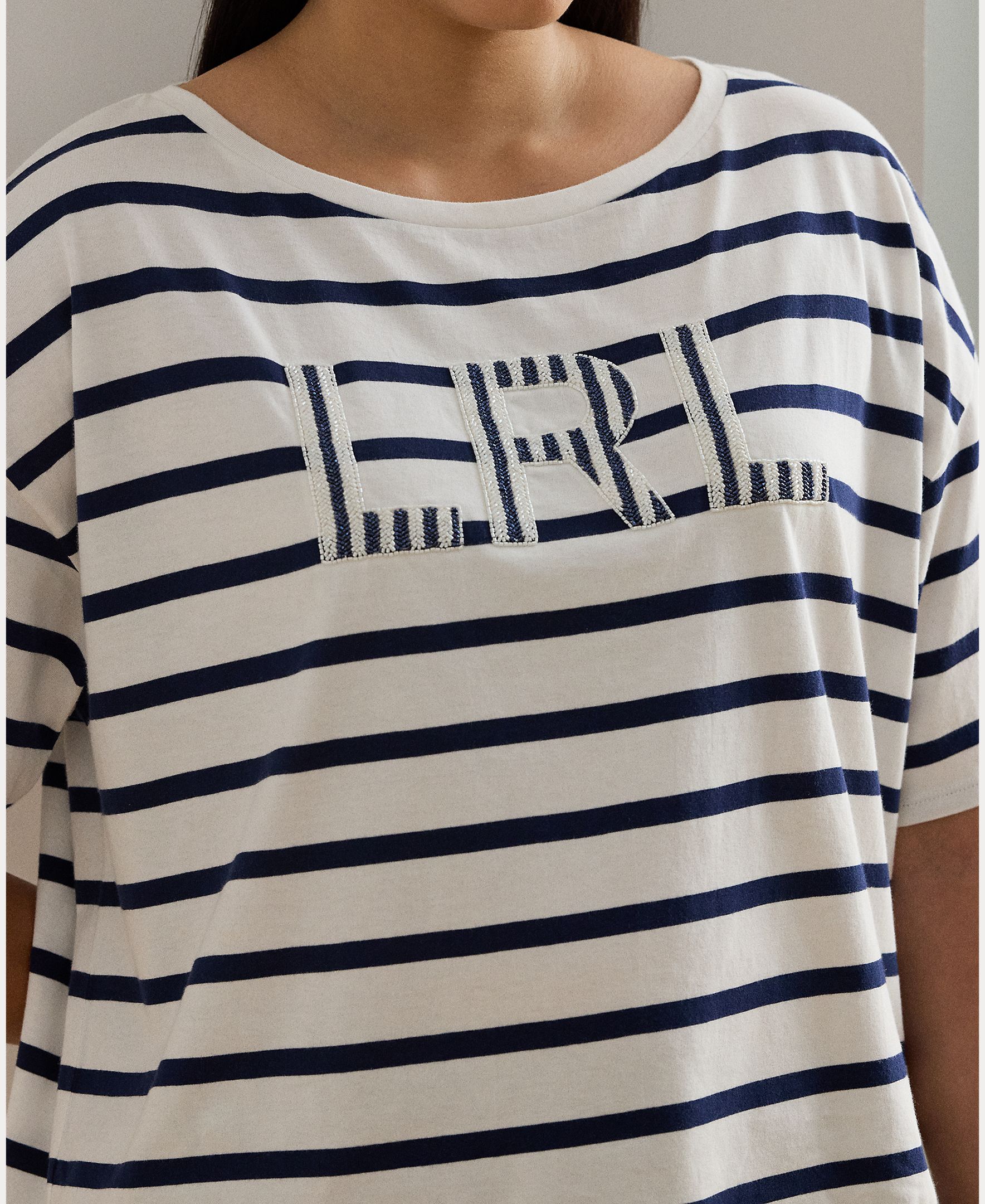 T-shirt Tamanhos Grandes de Algodão com Logótipo Azul-3