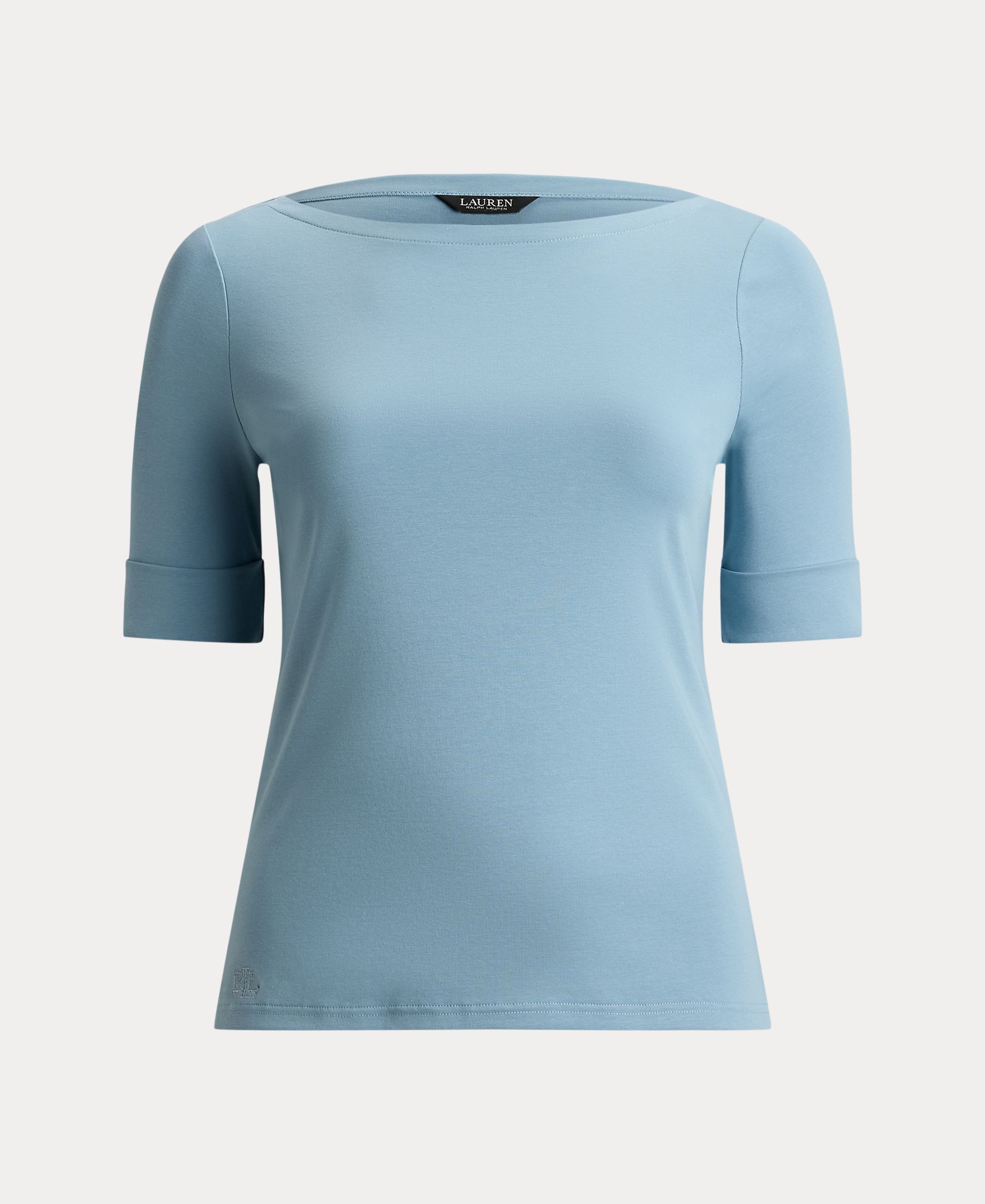 T-shirt de algodão com decote à barco tamanhos grandes Vermelho-5