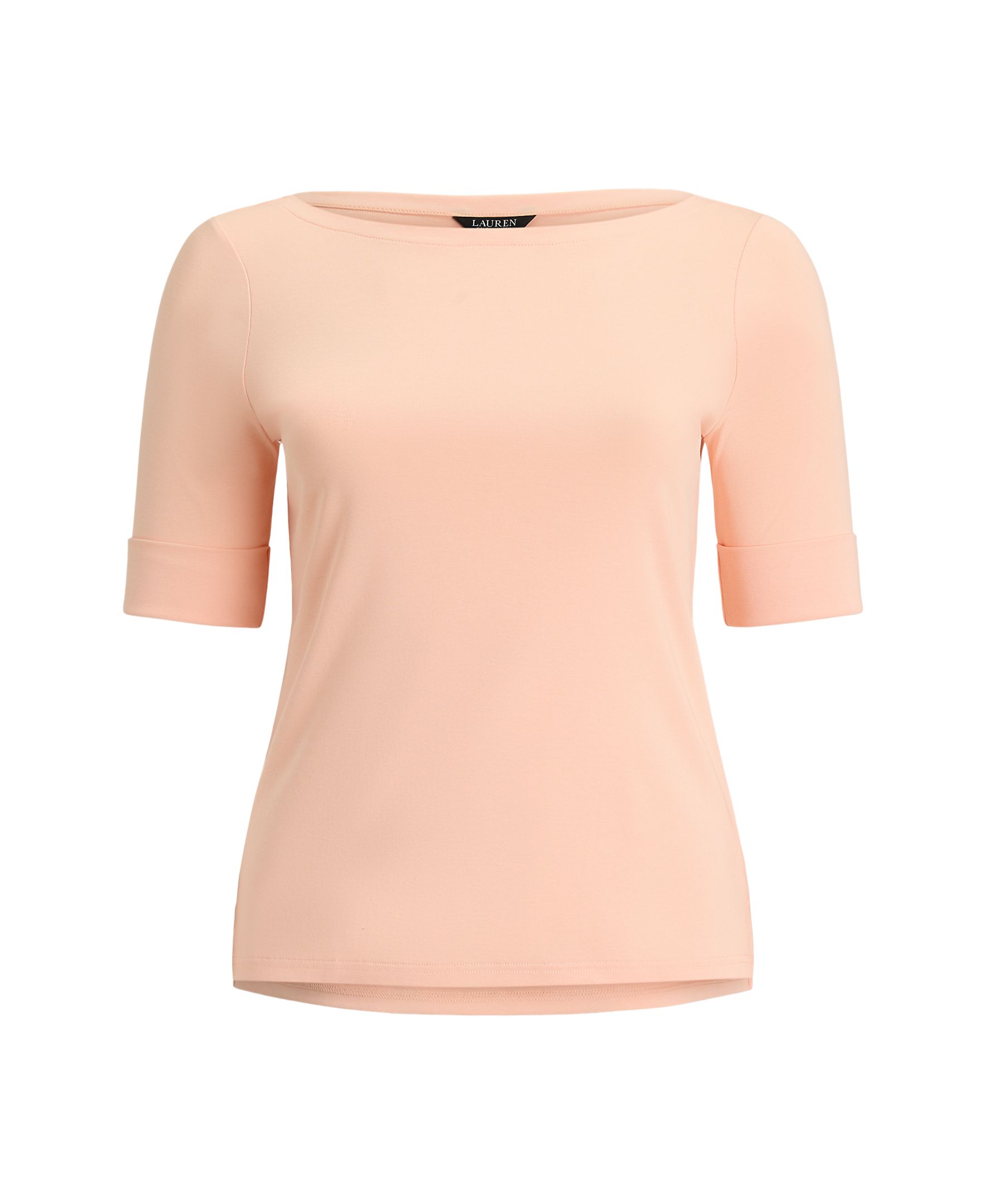 T-shirt de algodão com decote à barco tamanhos grandes Vermelho-5