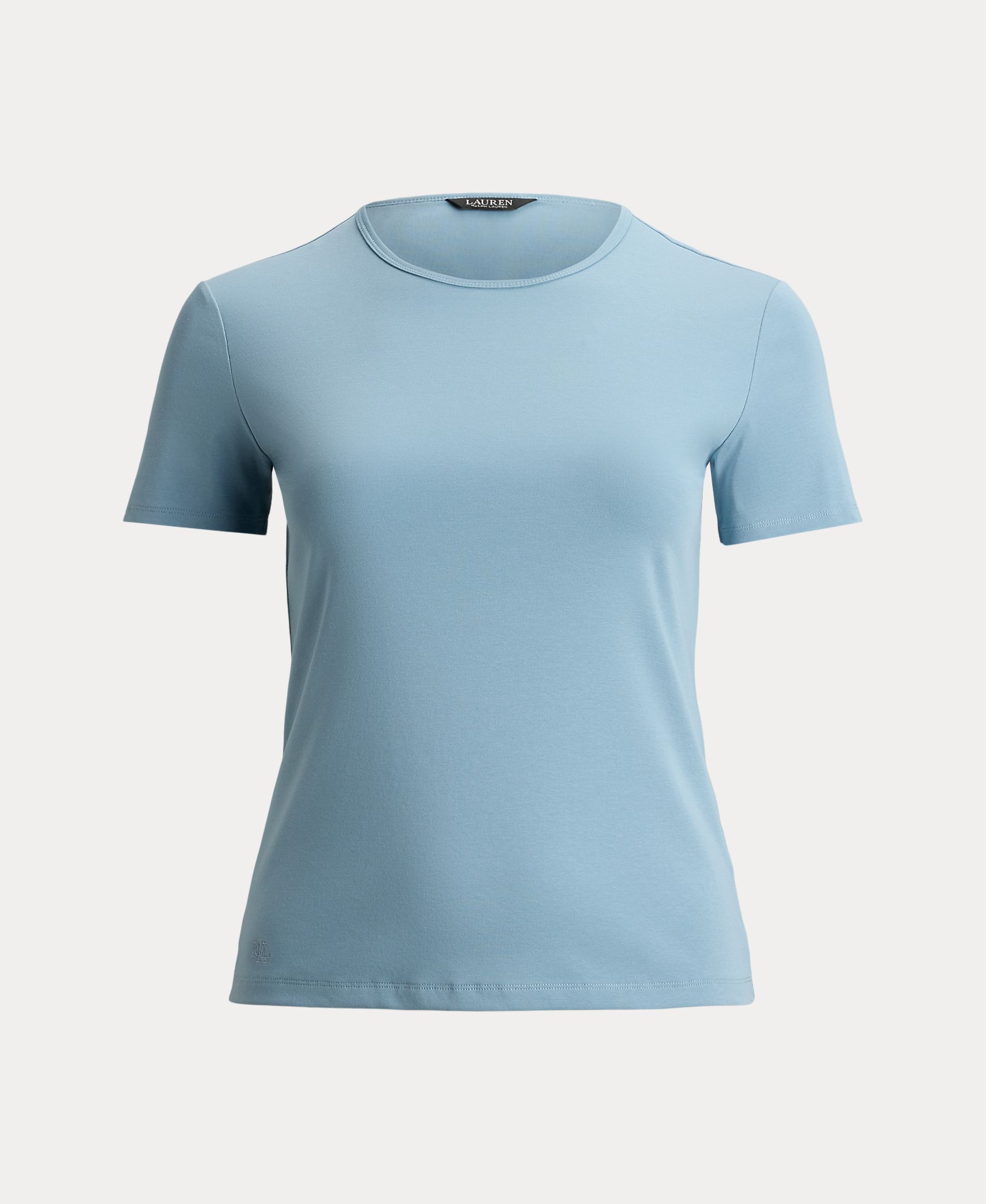 T-shirt Tamanhos Grandes de Algodão Elástico Azul-claro-6