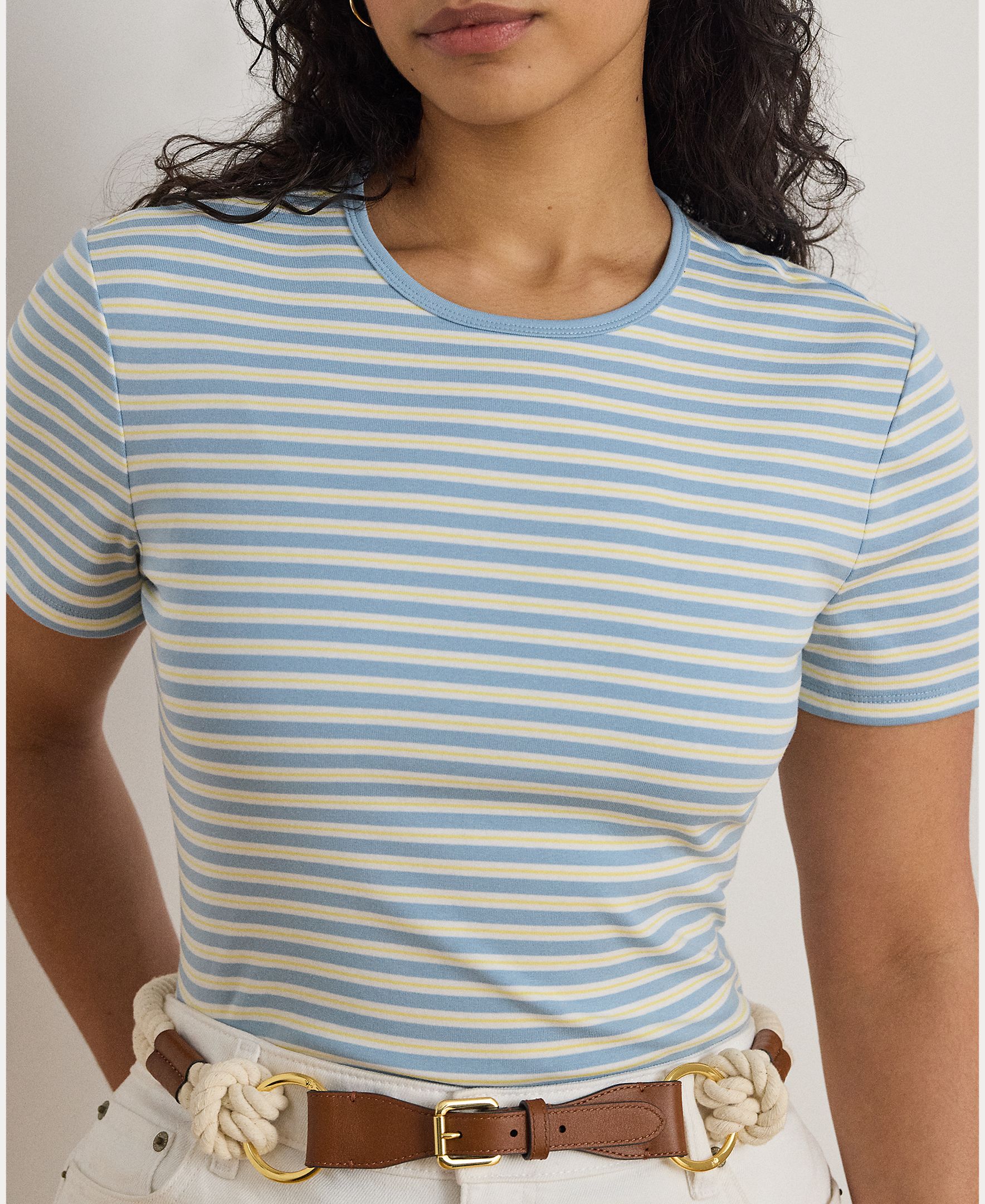 T-shirt de Algodão Estampada Azul-claro-3