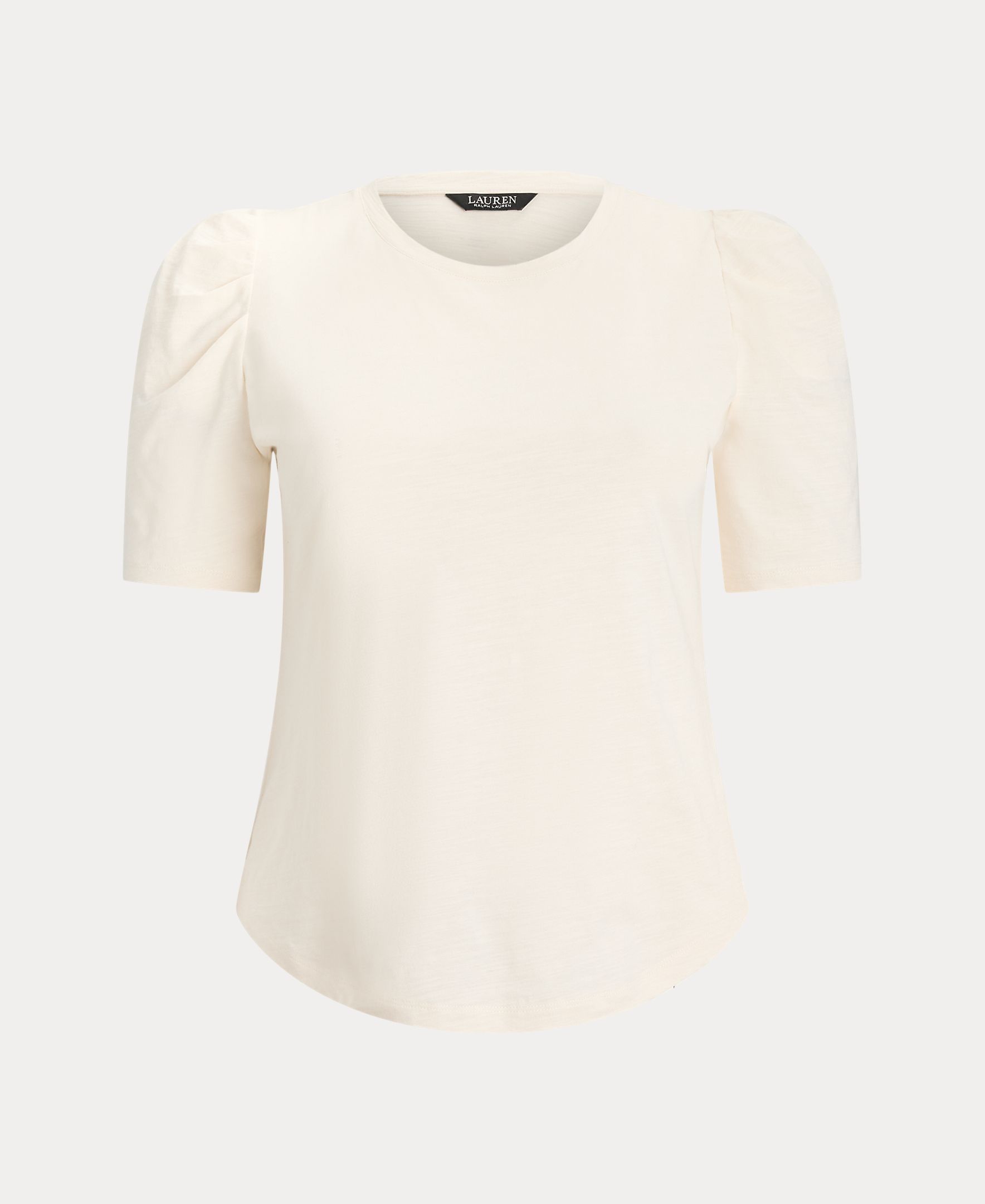 Camisola de Malha de Algodão com Manga Curta Natural-4