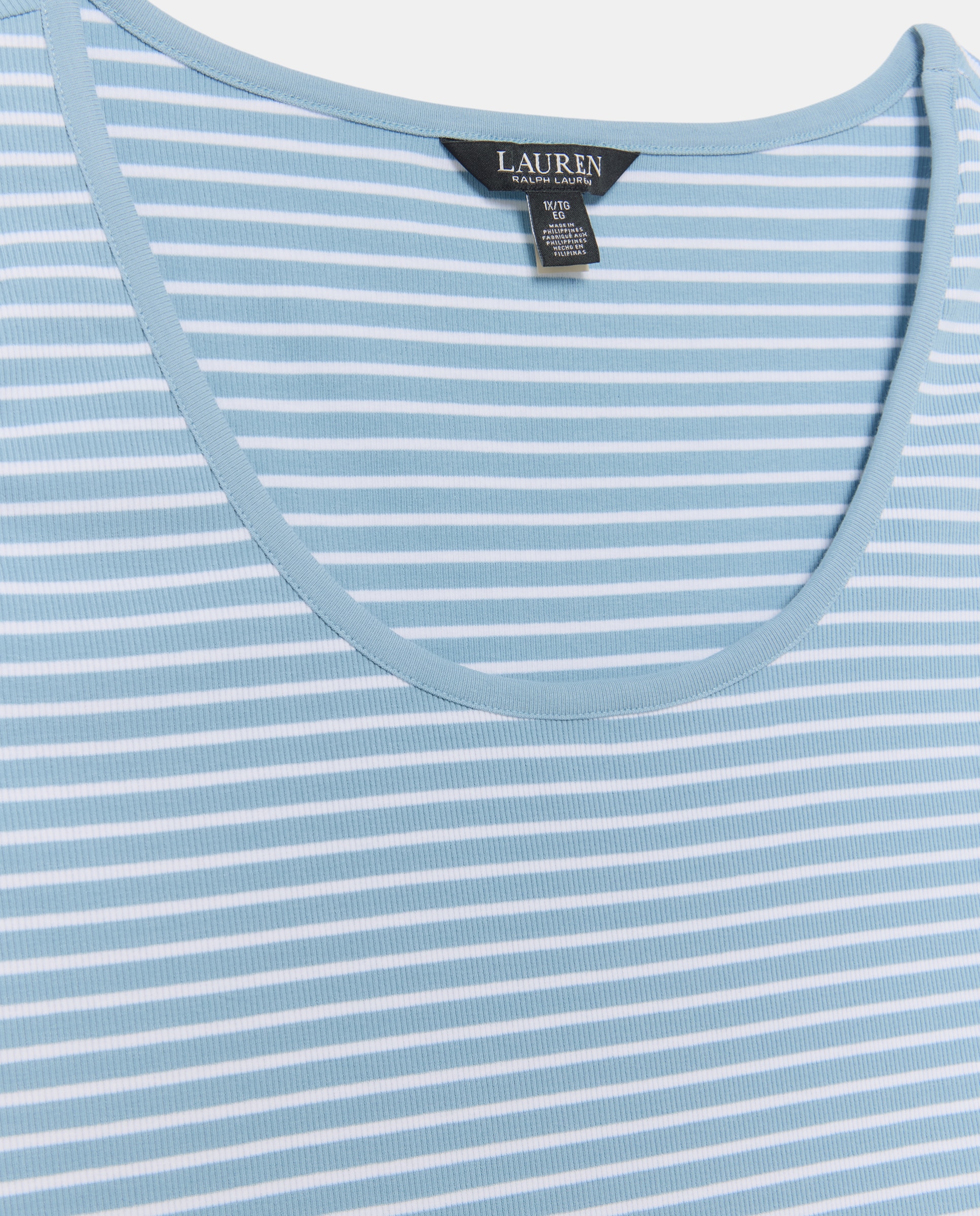 T-shirt de Alças de Algodão Elástico Azul-claro-2