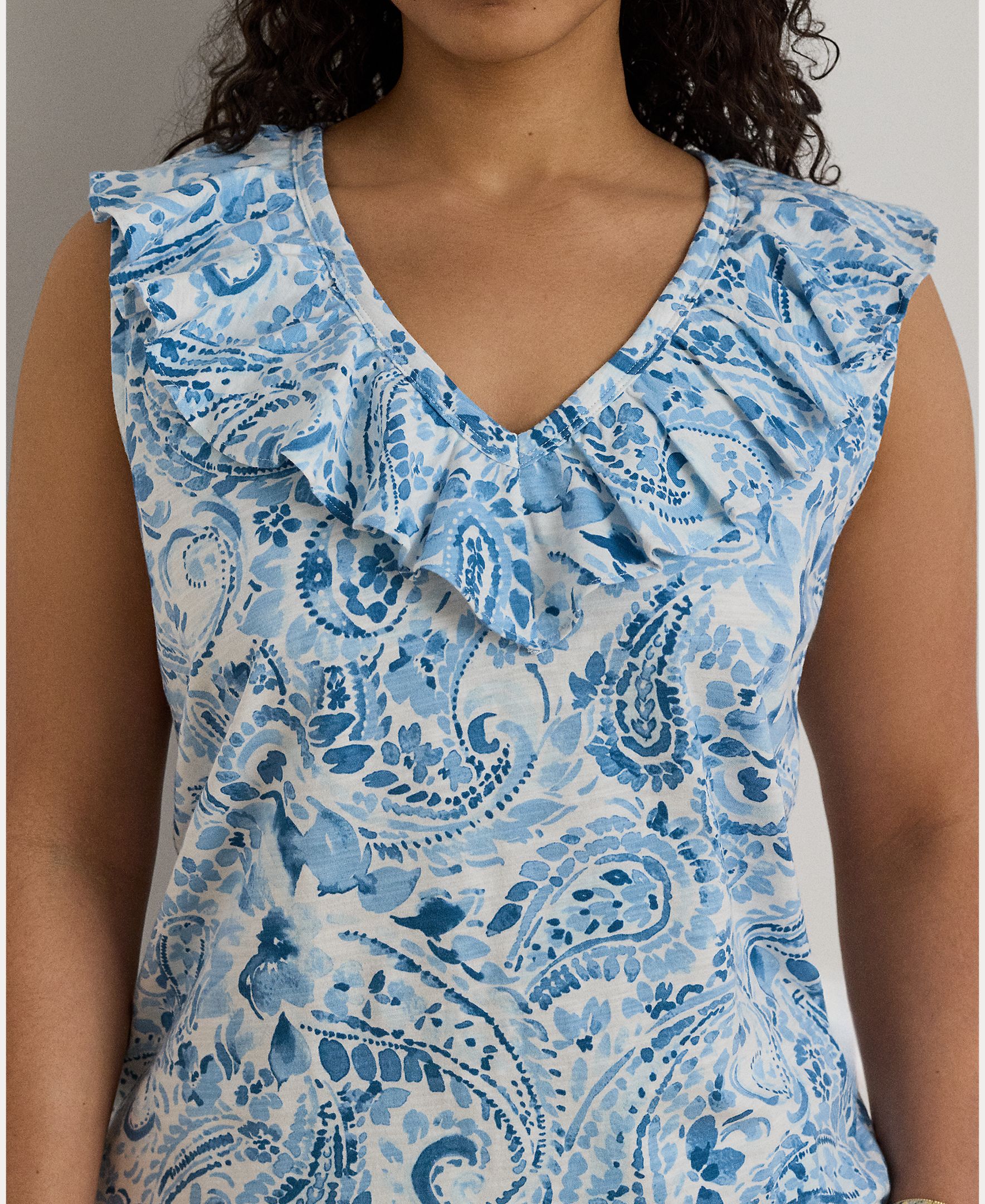 T-shirt de Algodão com Folhos Multicolor-4