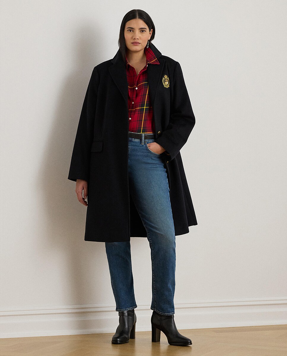Abrigo de paño de mujer talla grande con escudo · Lauren Ralph