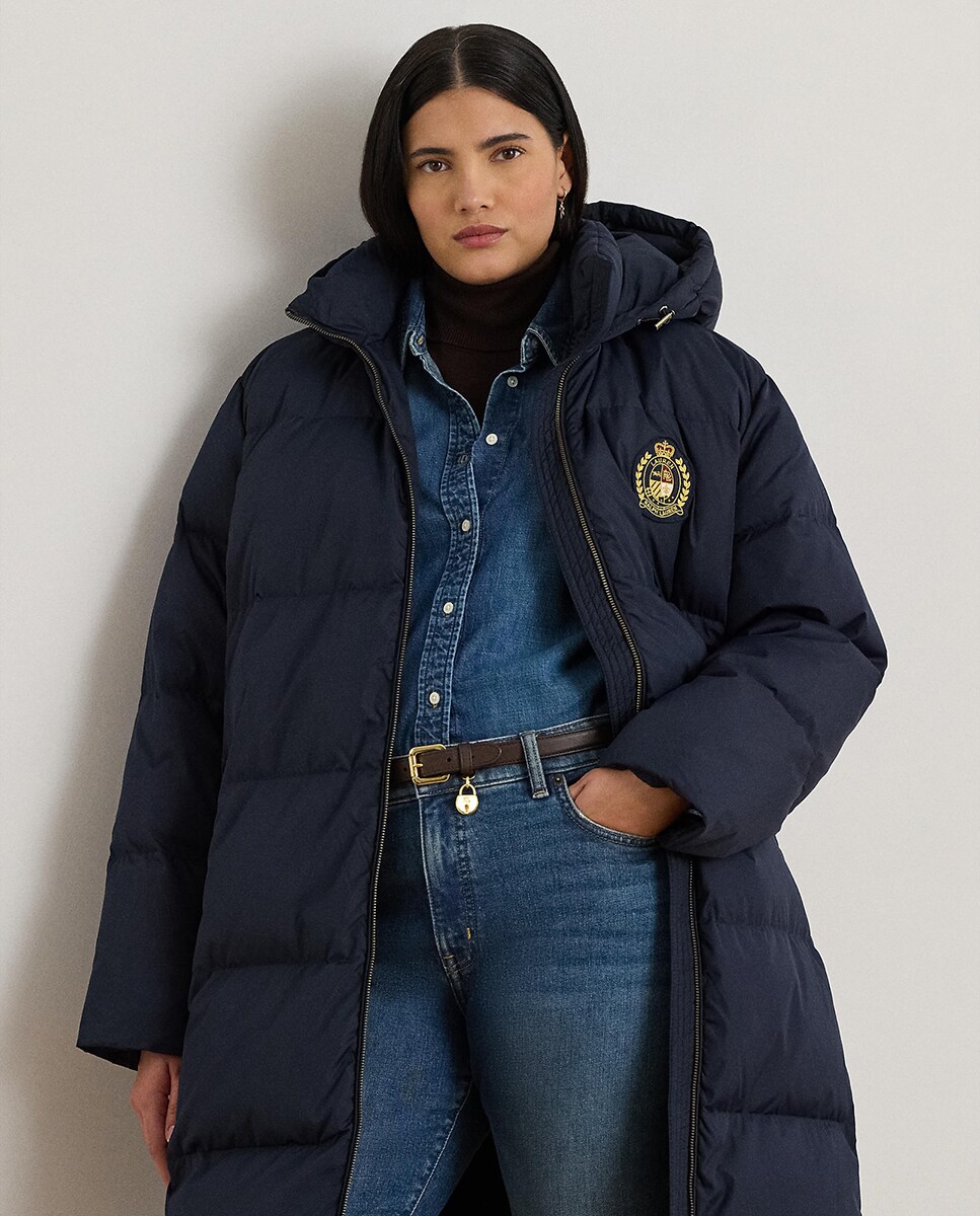 Blusão Acolchoado Tamanhos Grandes com Escudo Azul-marinho-4