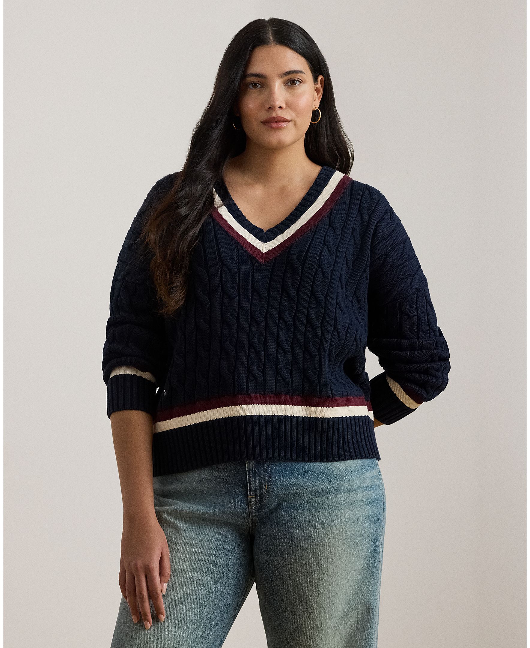 Lauren Ralph Lauren Woman - Jersey de mujer talla grande en punto de ochos.