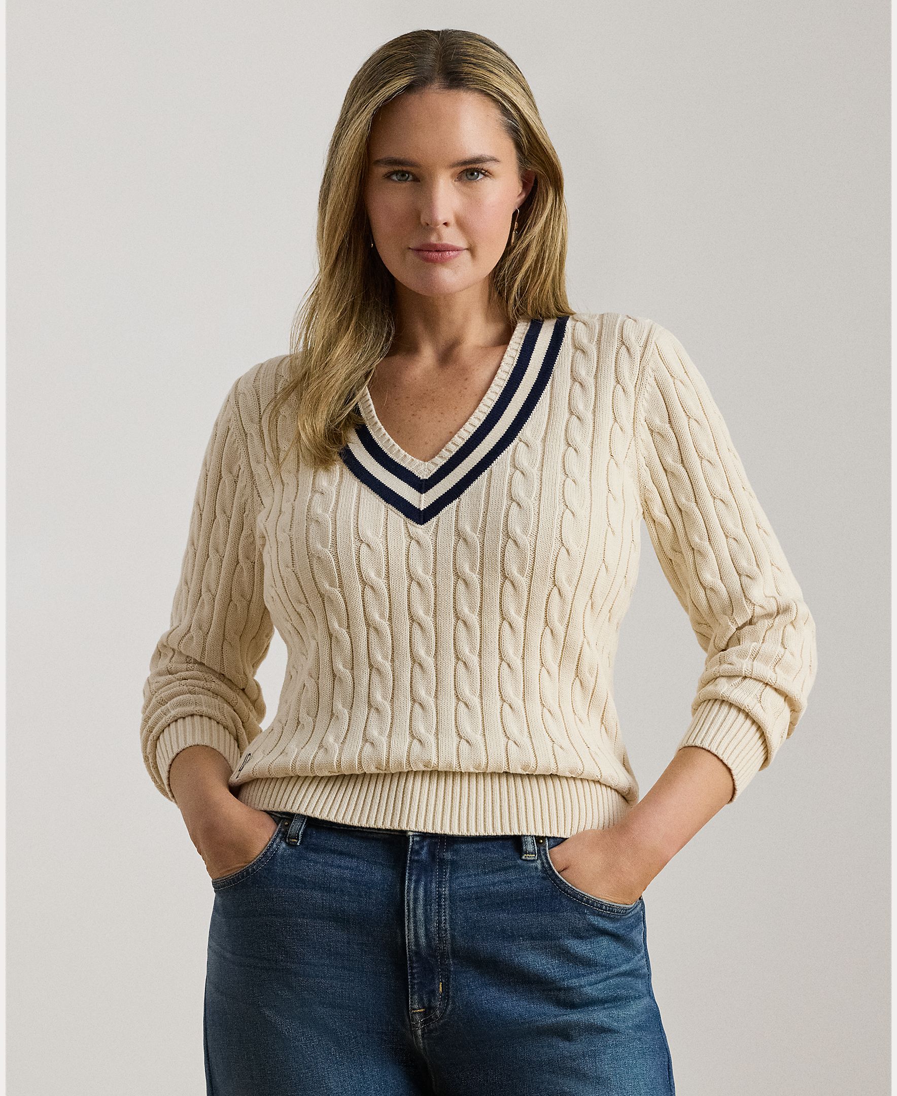Lauren Ralph Lauren Woman - Jersey de mujer tallas grandes de críquet en punto.