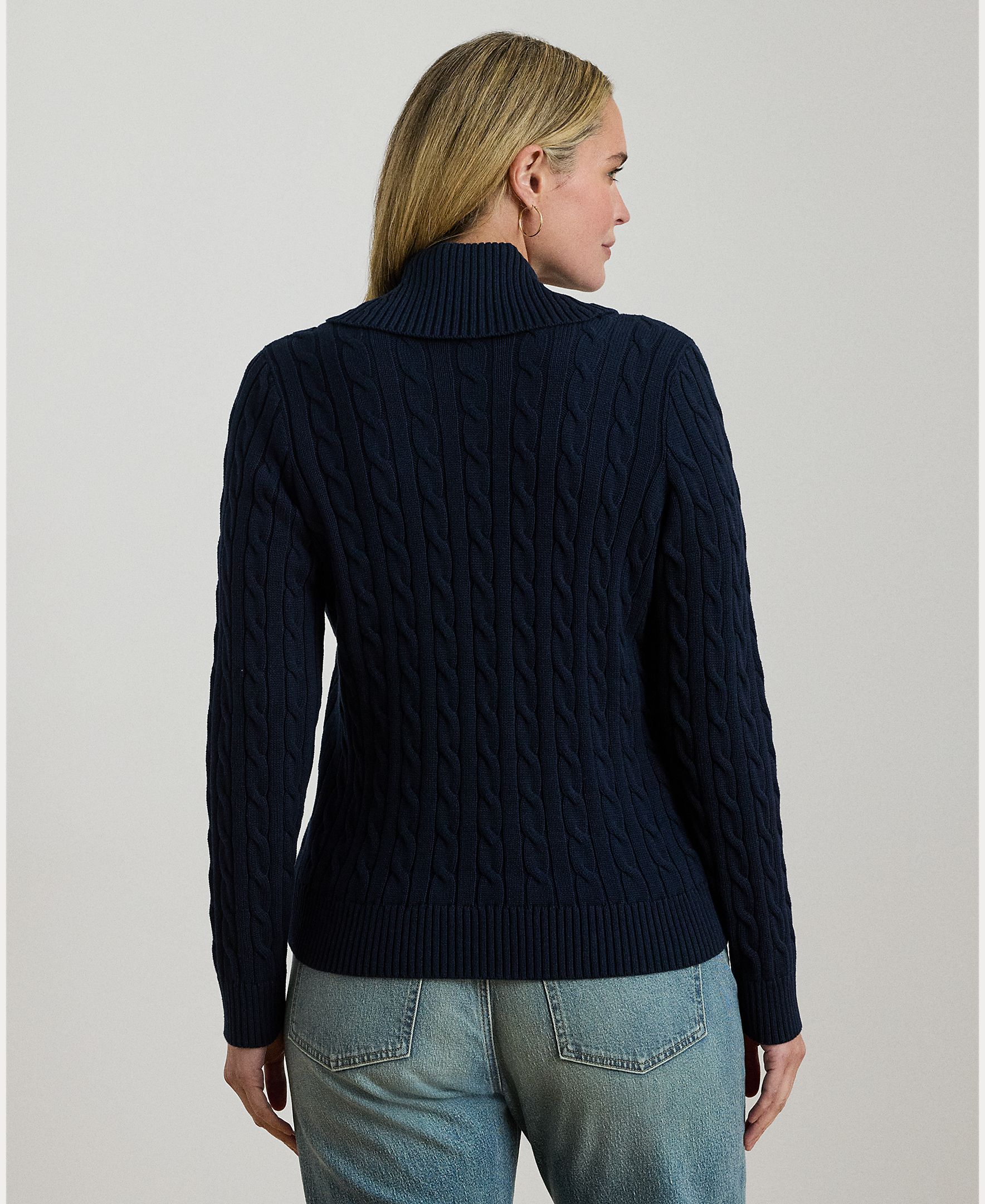 Cardigan Tamanhos Grandes de Algodão com Fivela Azul-marinho-2