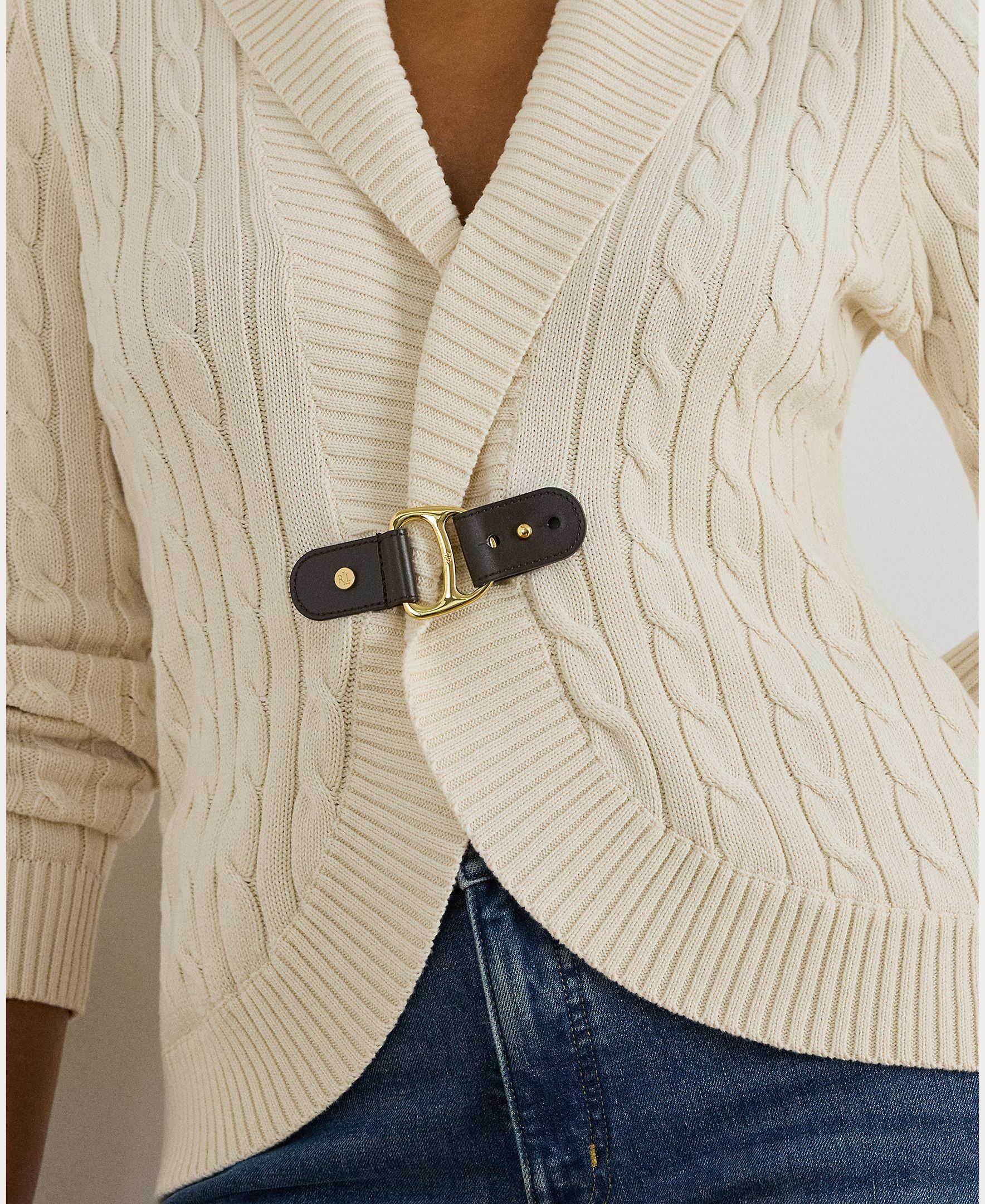 Cardigan Tamanhos Grandes de Algodão com Fivela Cru-3