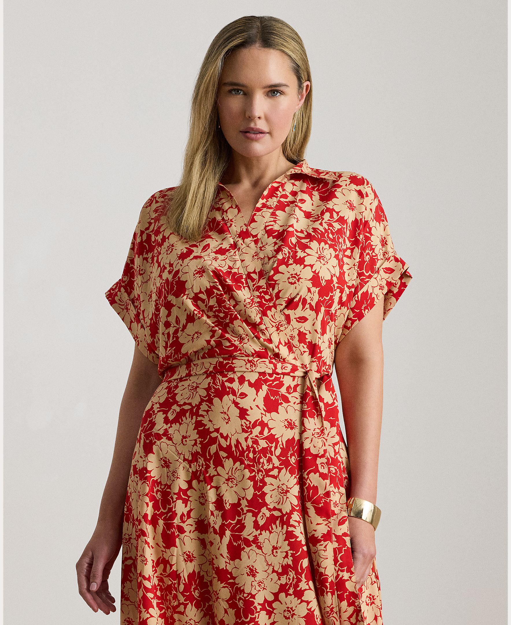 Vestido camiseiro estampado Vermelho-3