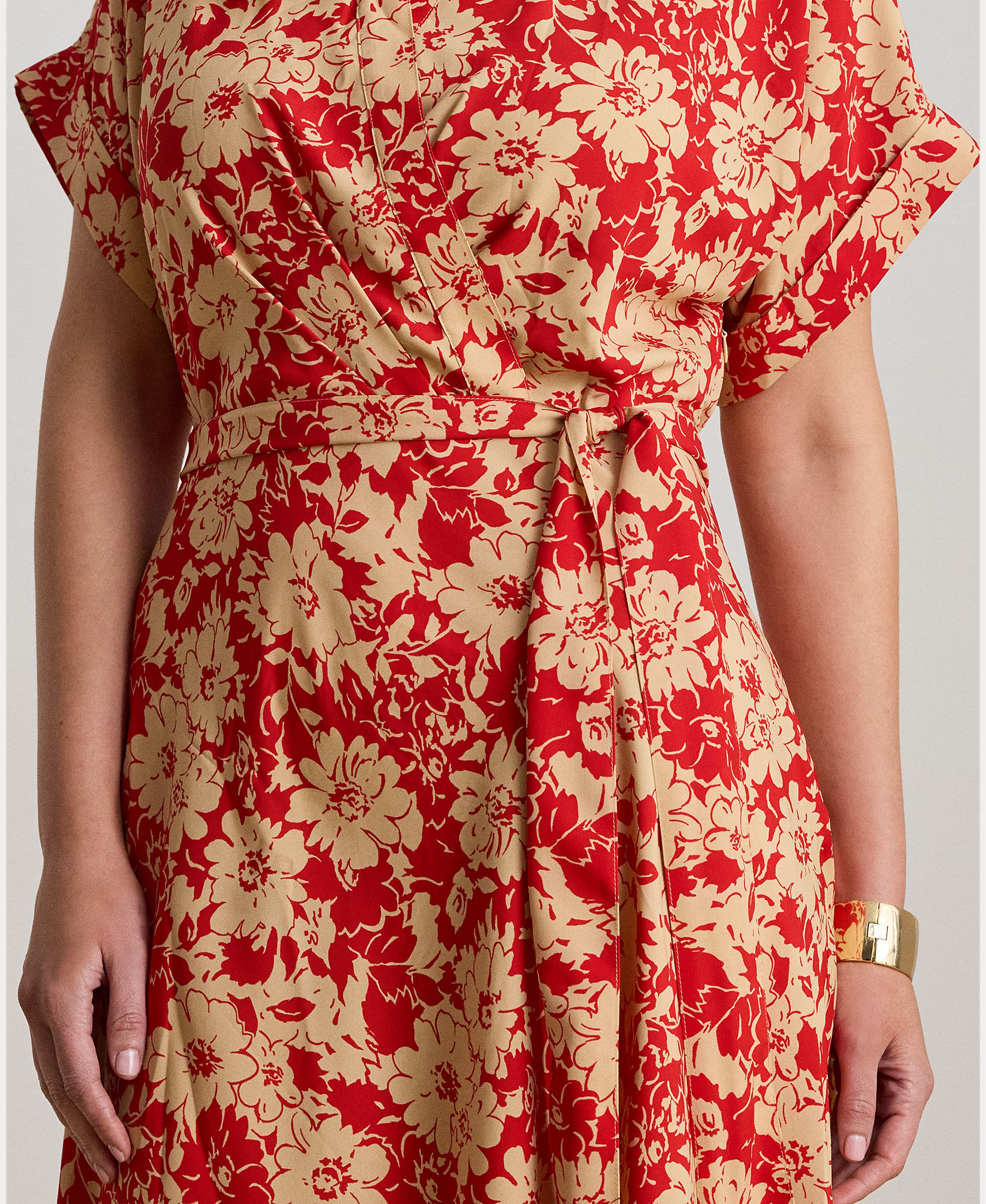 Vestido camiseiro estampado Vermelho-4