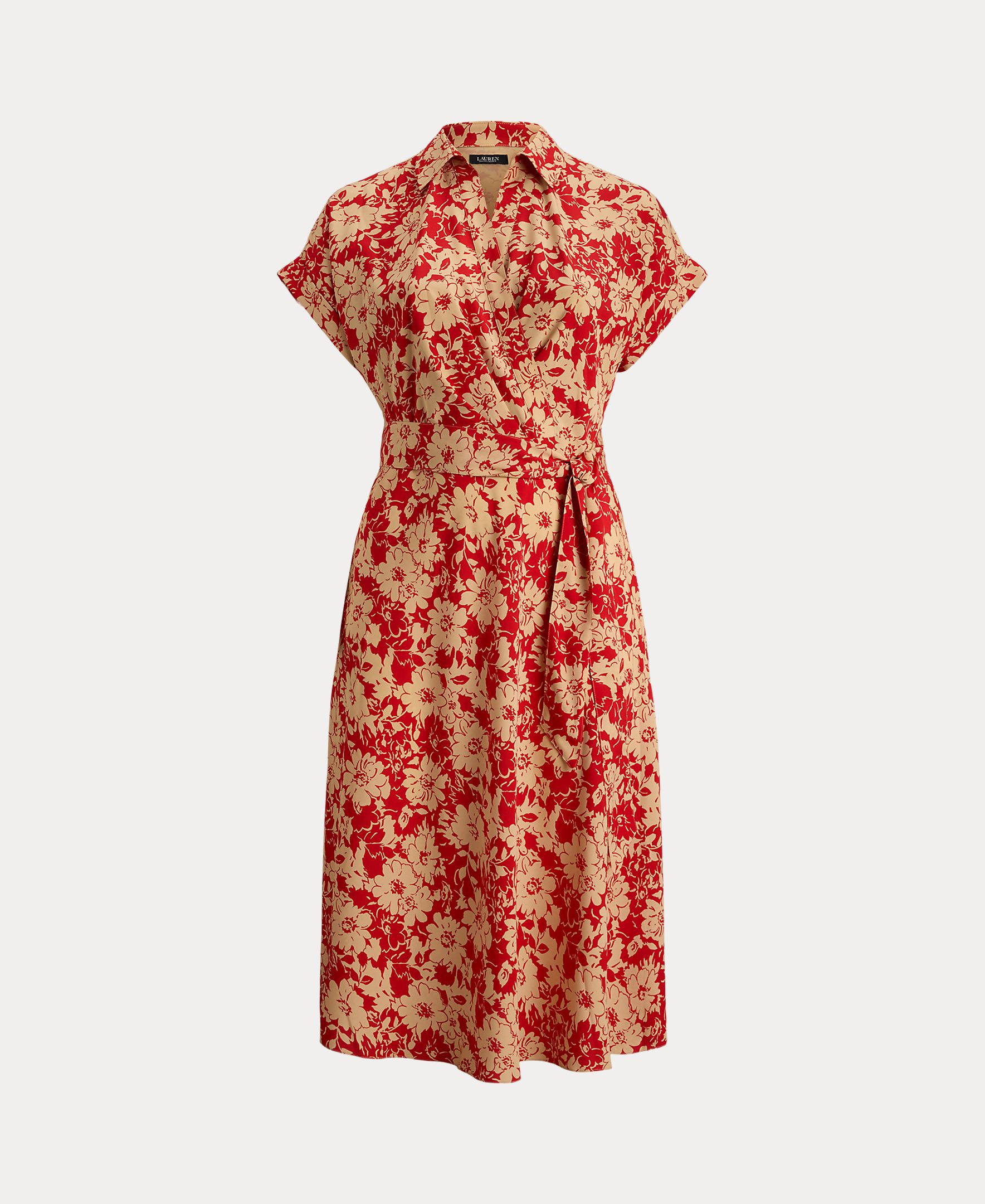 Vestido camiseiro estampado Vermelho-5