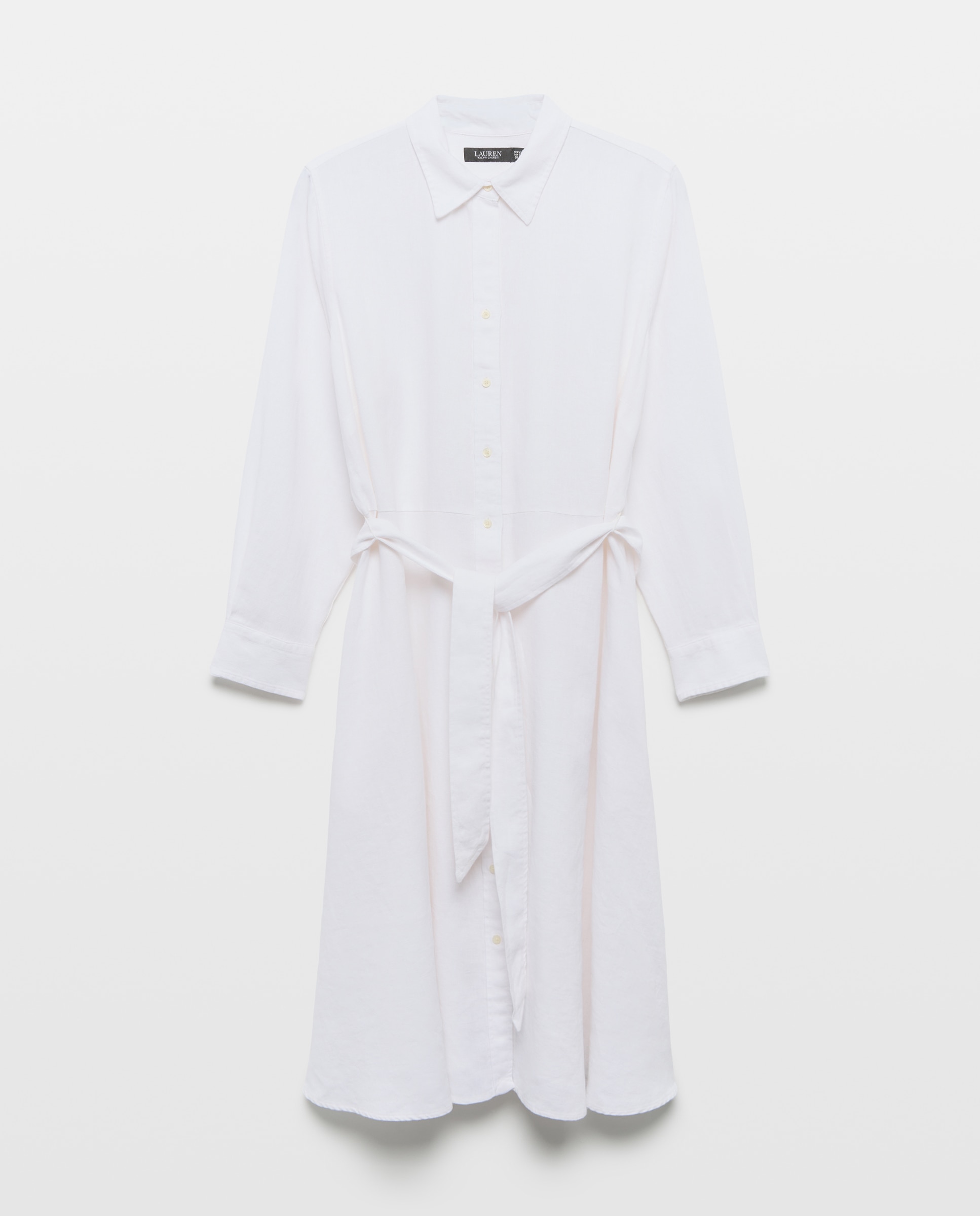 Vestido midi de linho Branco-3