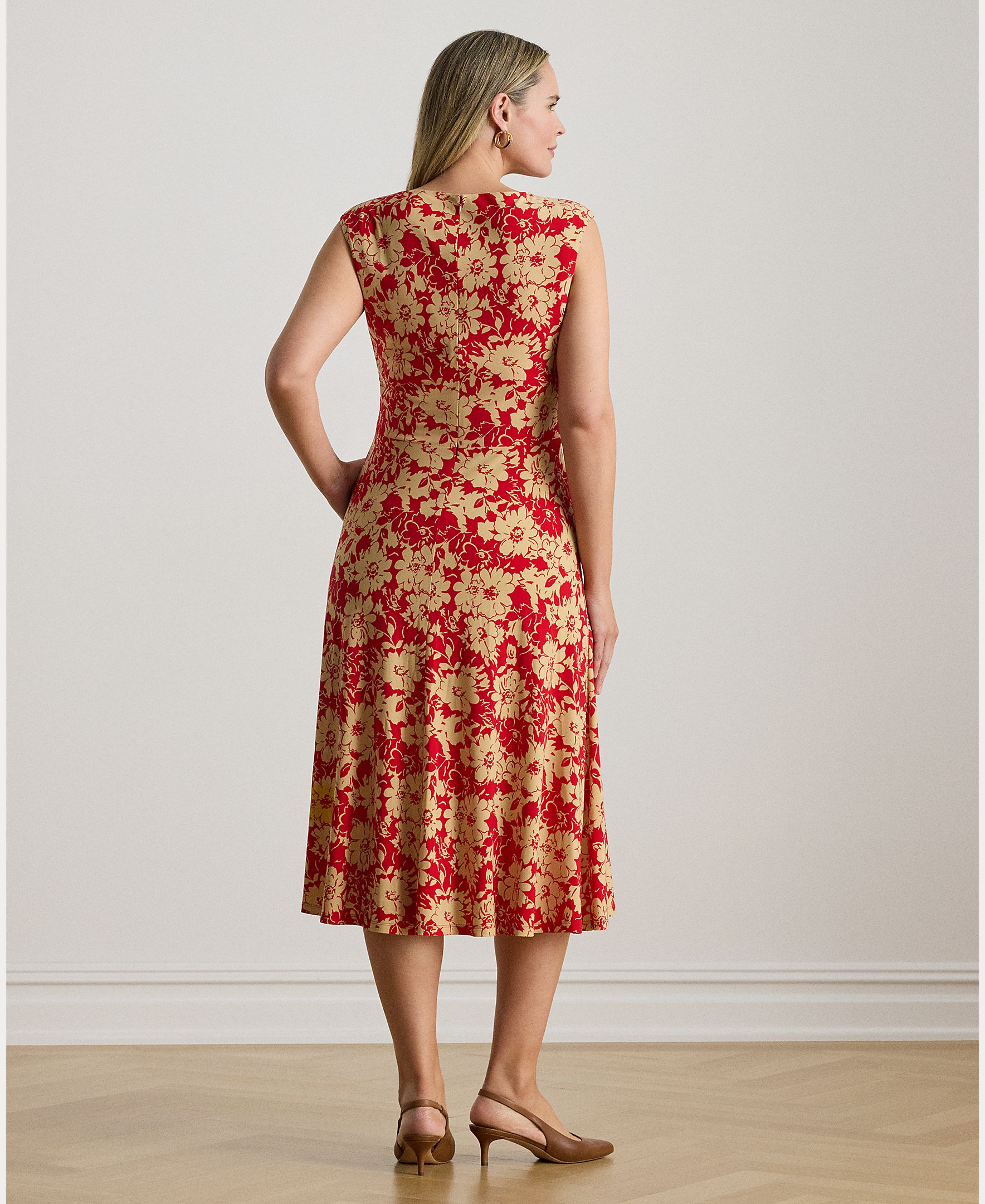 Vestido Cruzado de Malha com Estampado Vermelho-2