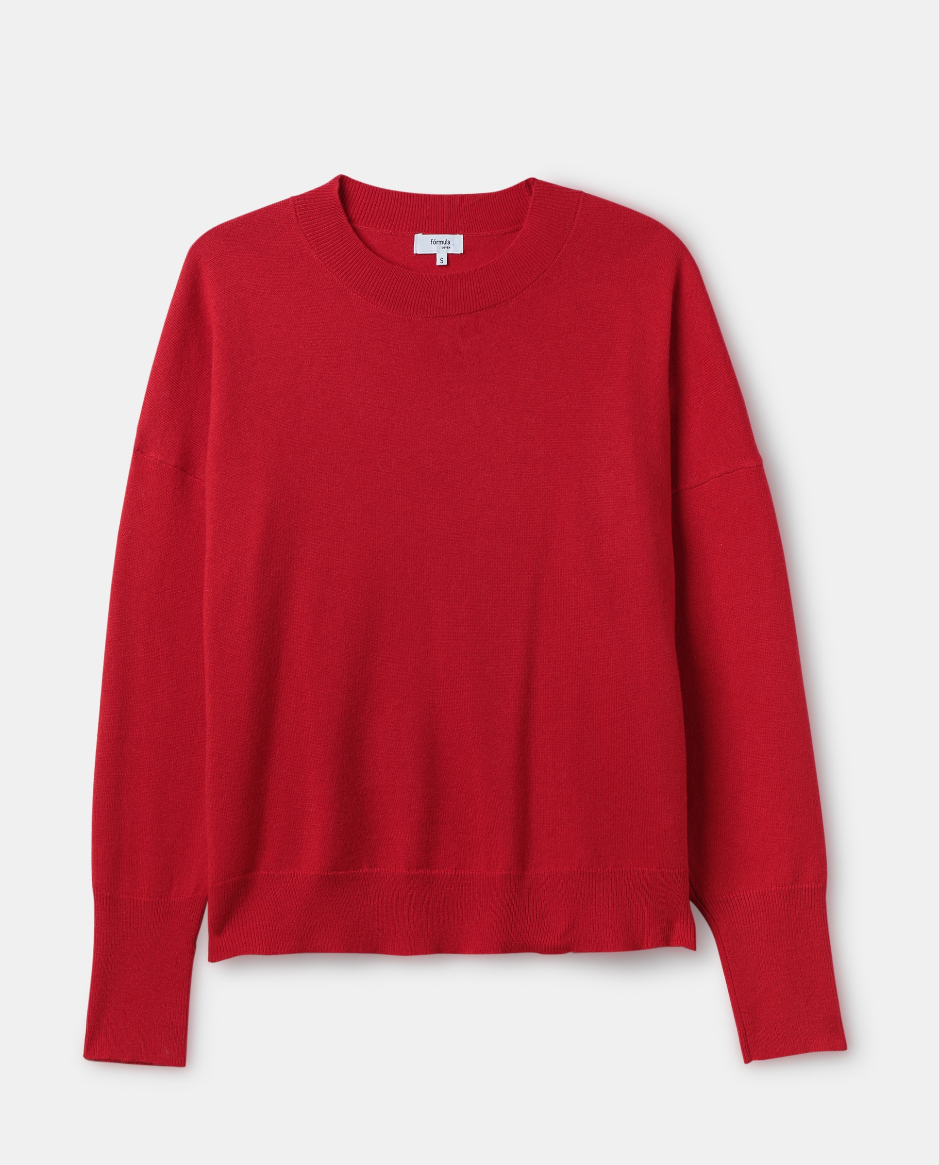 Camisola de malha com decote redondo Vermelho-4