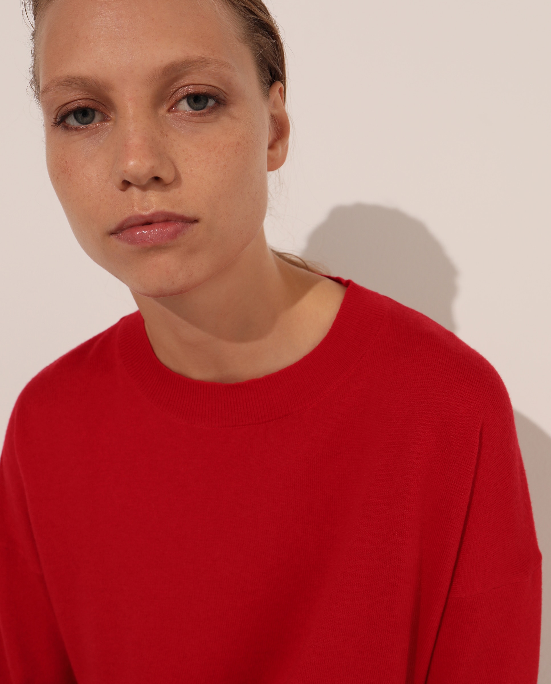 Camisola de malha com decote redondo Vermelho-5